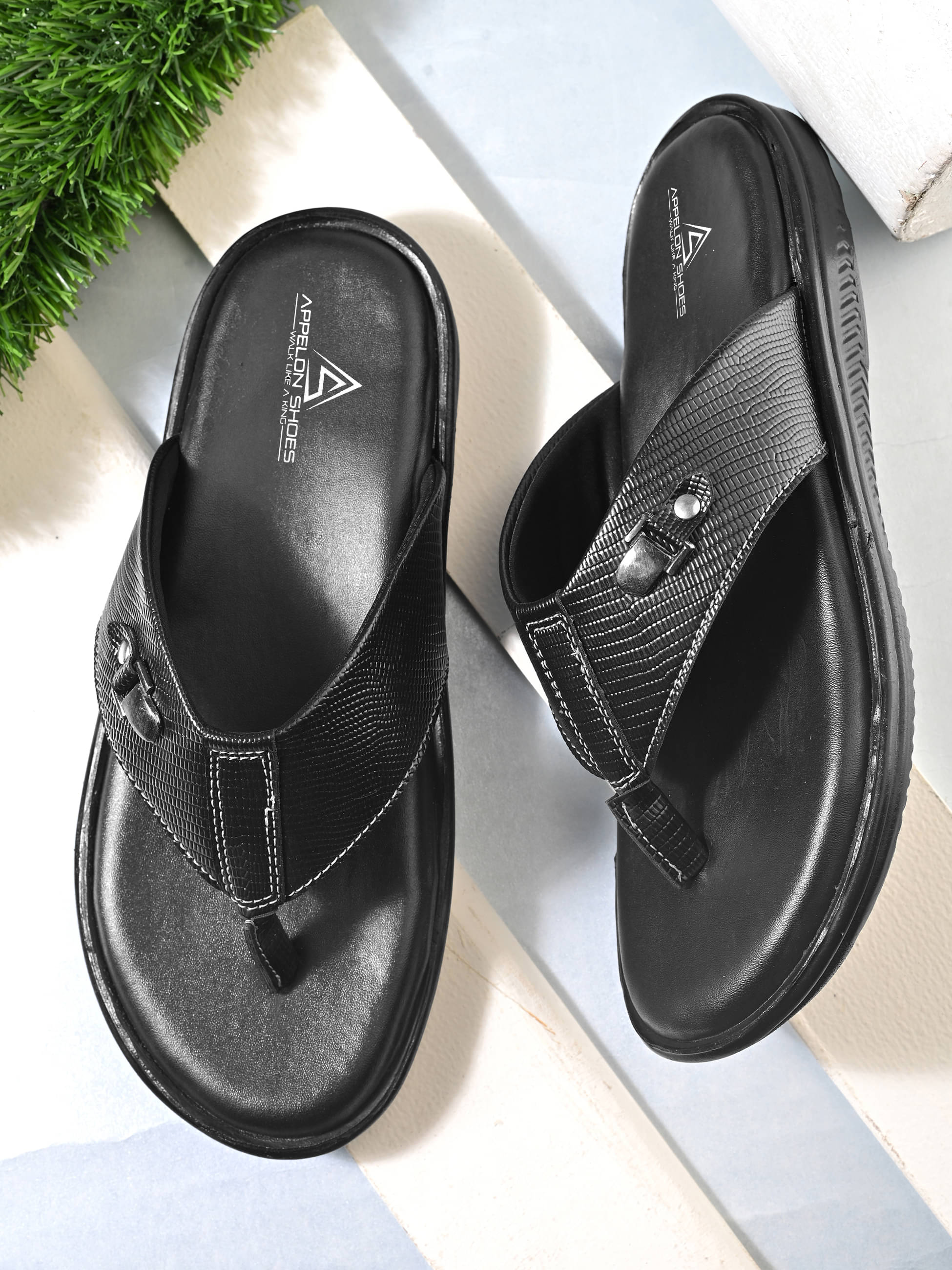     			APPELON - Black Men's Sandals