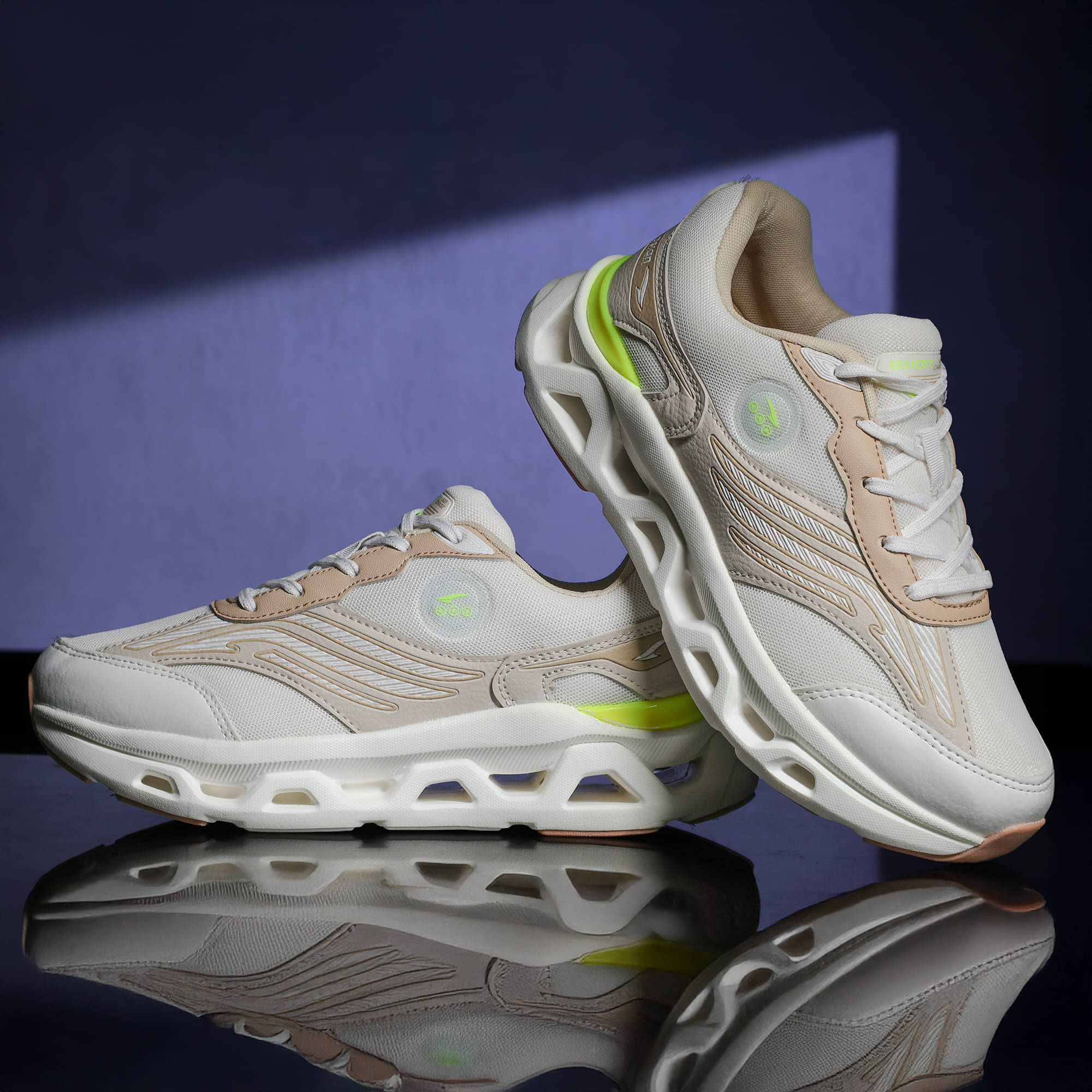 ASIAN POWERKICK-23 Cream Men's Sports Running Shoes ASIAN POWERKICK-23 Cream Men's Sports Running Shoes