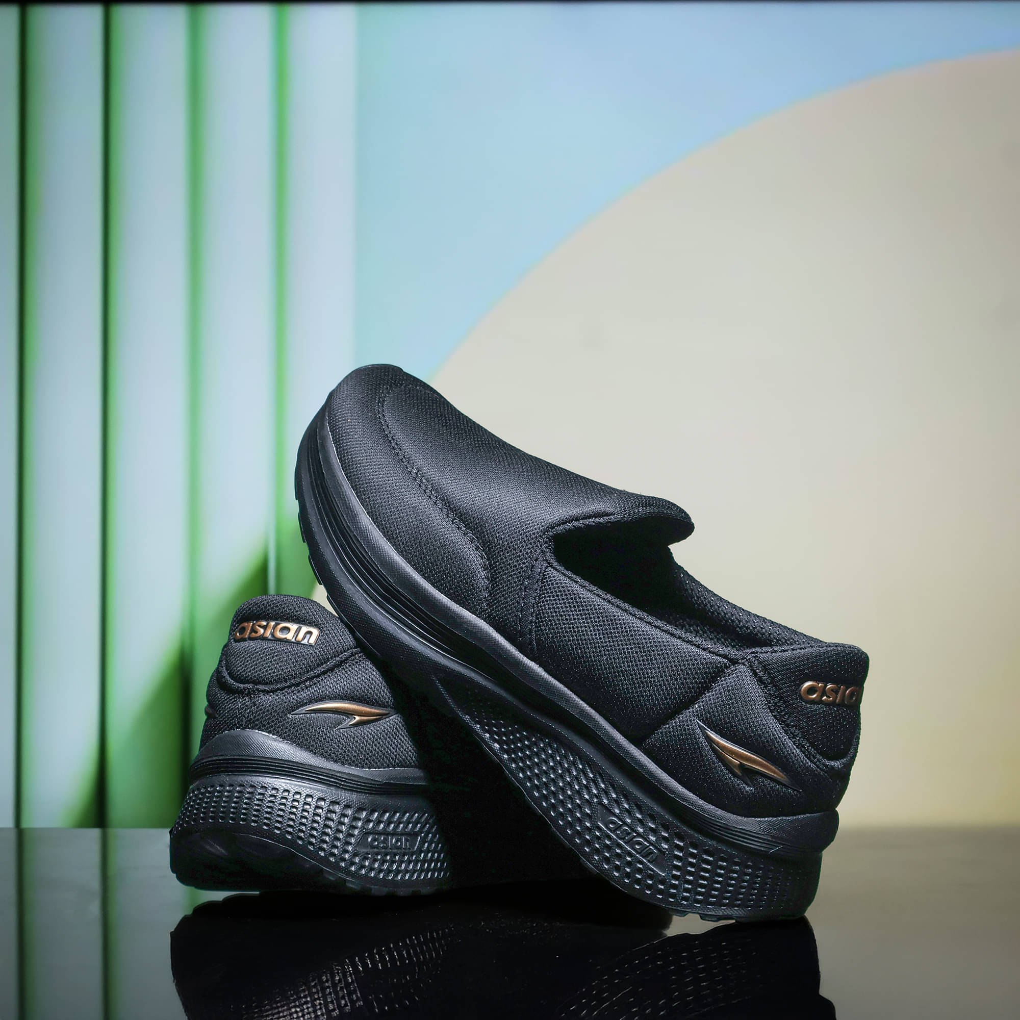 ASIAN WONDERWALK-02 Black Men's Slip-on Shoes ASIAN WONDERWALK-02 Black Men's Slip-on Shoes