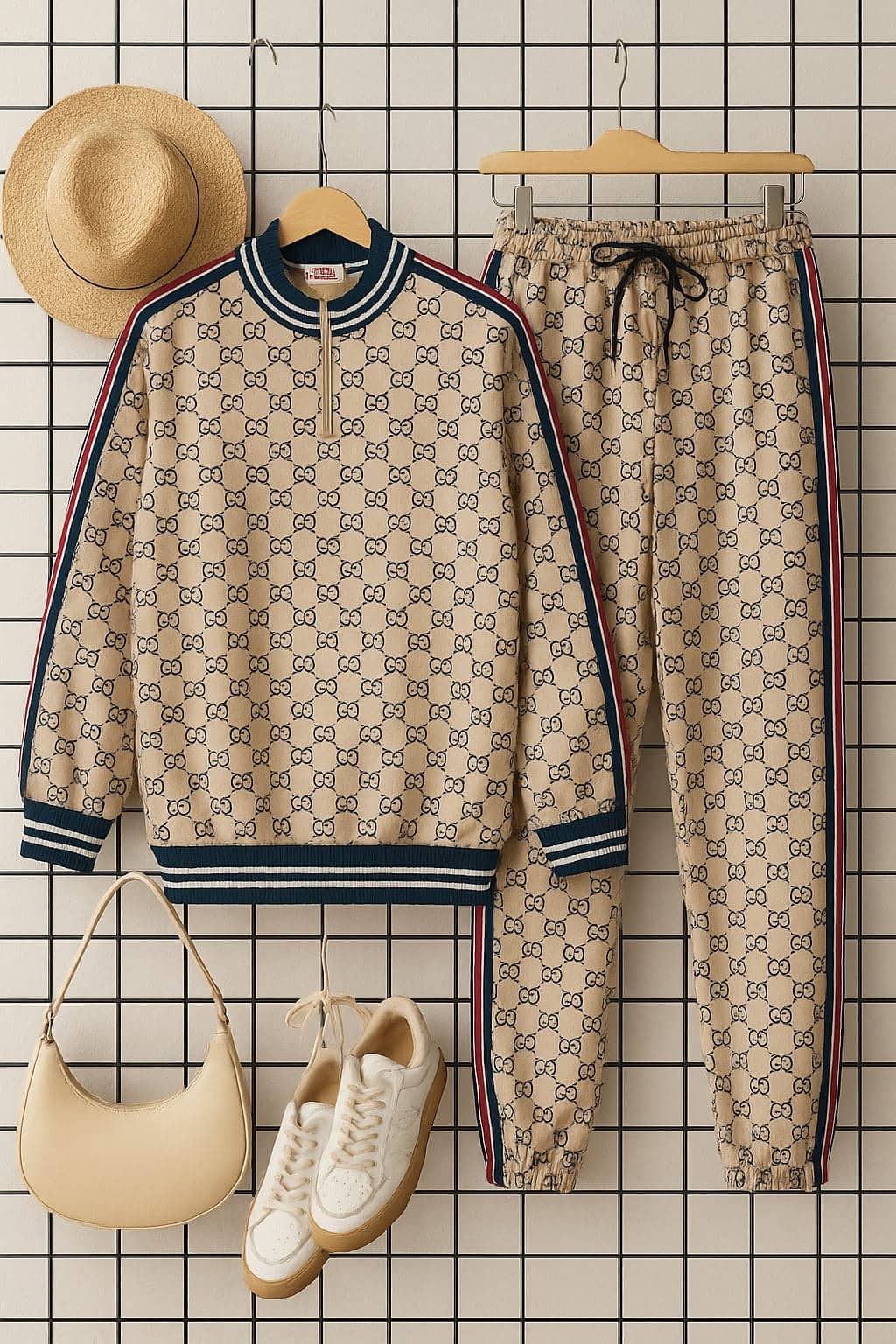 AUSTIVO Women Sweatshirt With Trousers Co-Ord Set ( Beige )