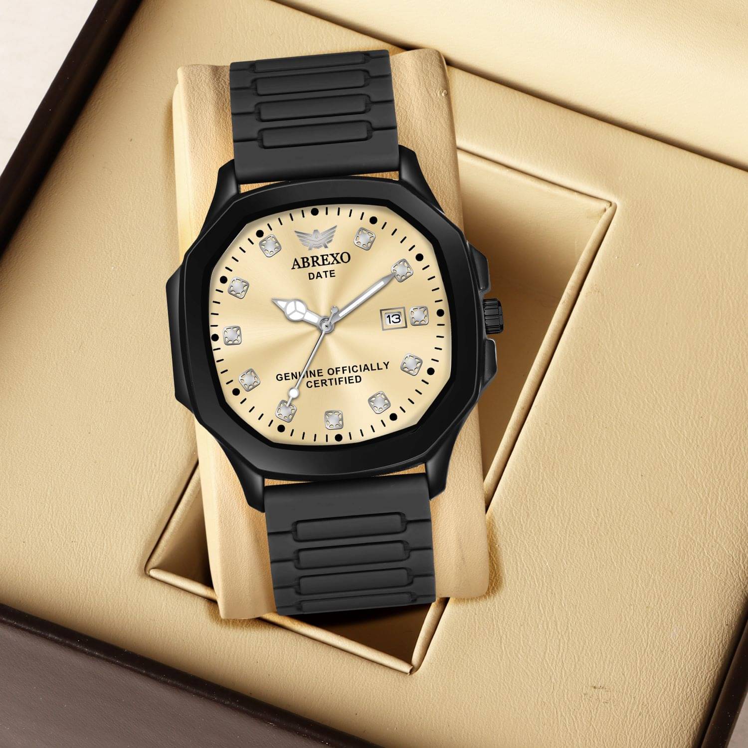     			Abrexo Black Silicon Analog Men's Watch