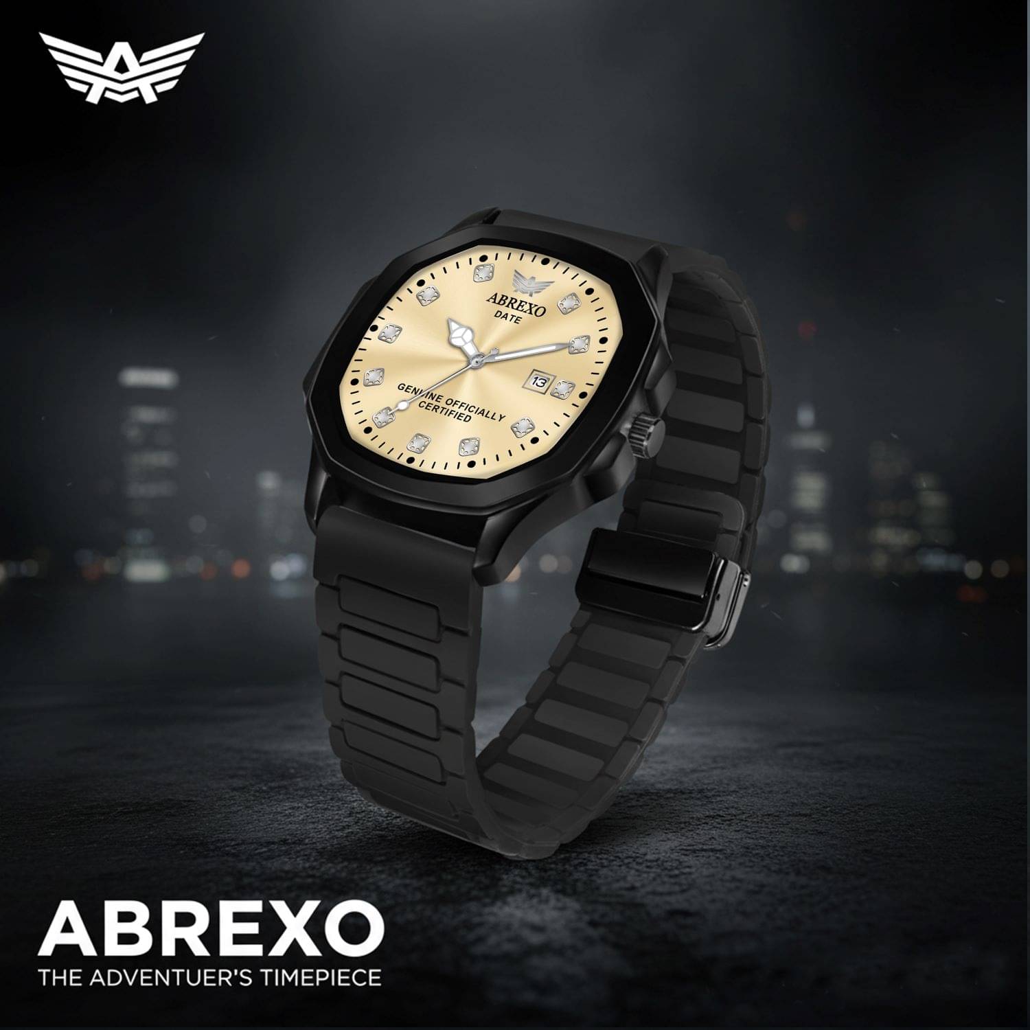     			Abrexo Black Silicon Analog Men's Watch