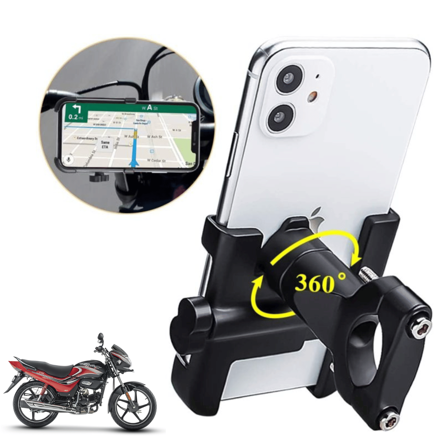 Aksmit Pack Of - 1 Bike Mobile Phone Stand Holder Mount Suitable for Bike Handle Bar/Cycle Mobile Stand Holder Black Aksmit Pack Of - 1 Bike Mobile Phone Stand Holder Mount Suitable for Bike Handle Bar/Cycle Mobile Stand Holder Black