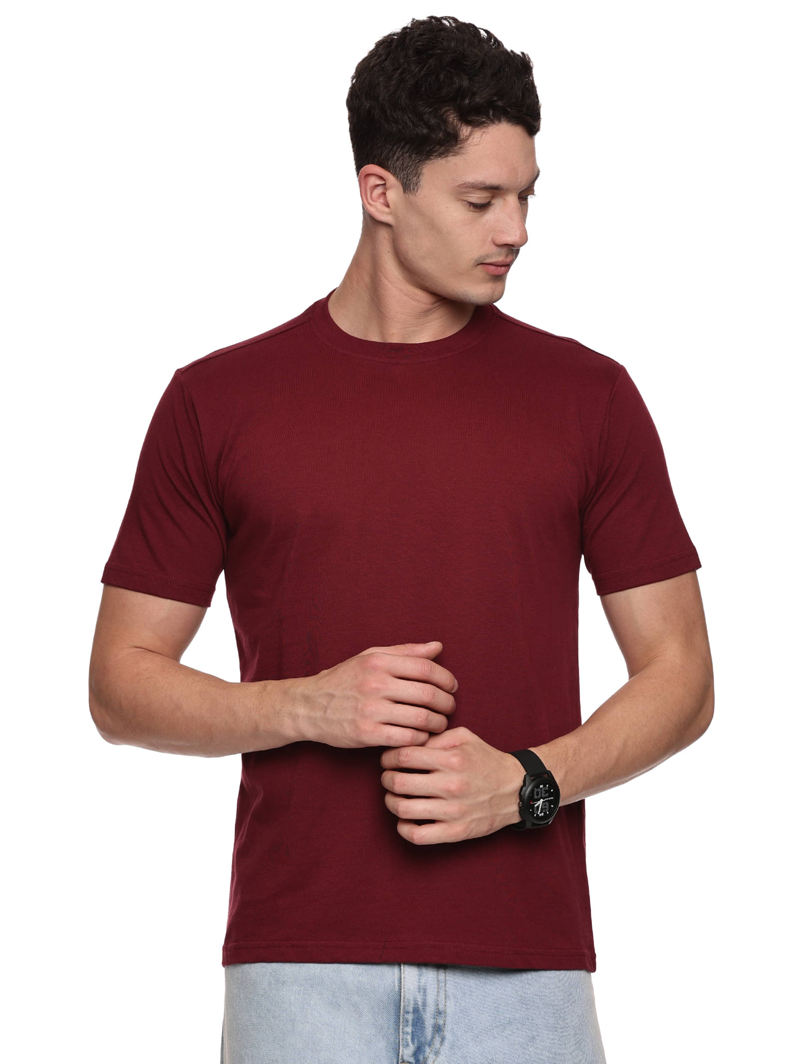 BAAGAA Men Viscose Regular Fit Solid T-Shirt ( Maroon ) BAAGAA Men Viscose Regular Fit Solid T-Shirt ( Maroon )
