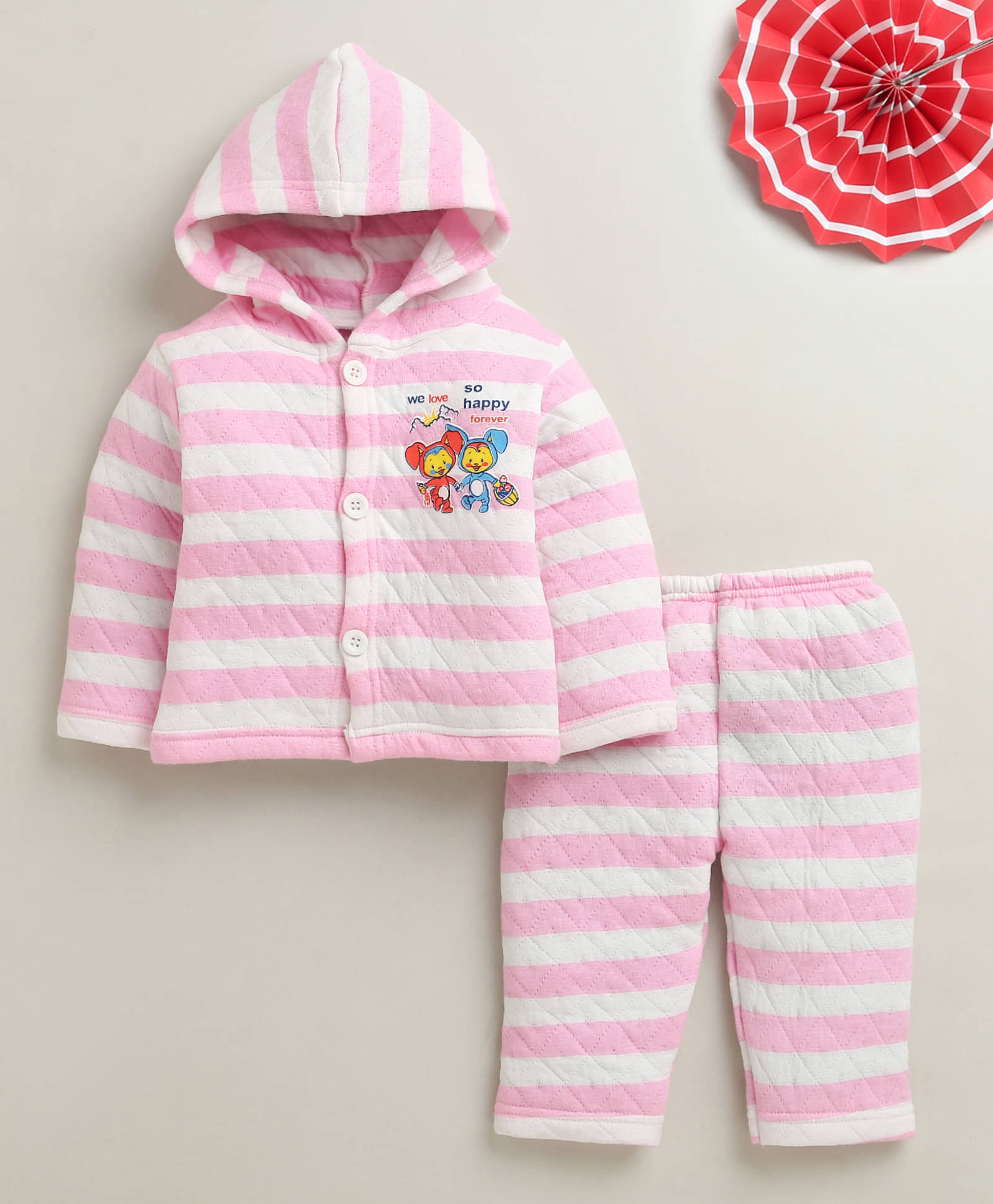     			BUMZEE Pack of 1 Baby Girls Cotton Blend Sweatshirt & Jogger Set ( Pink )