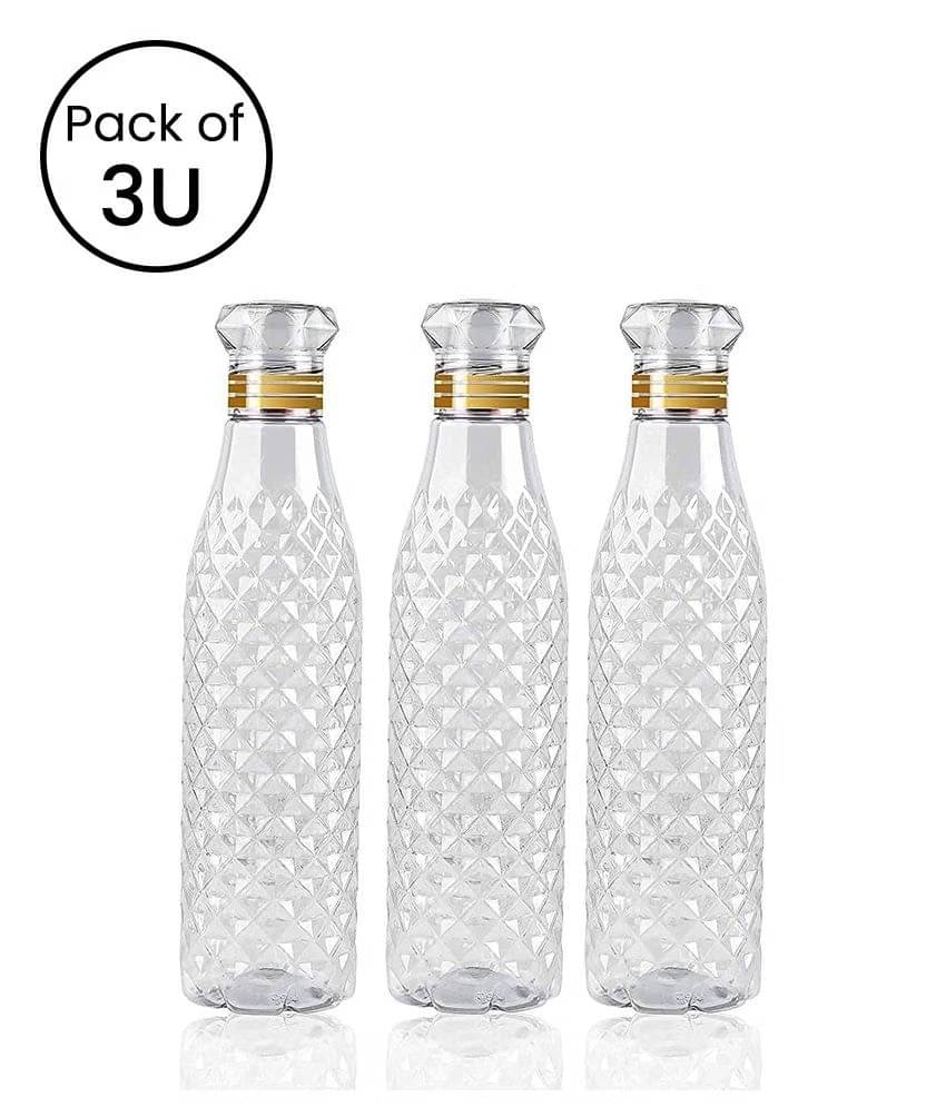     			Brahmani Art diamond water bottle, fridge water bottle, bottle White Plastic Fridge Water Bottle 1000 mL ( Set of 3 )
