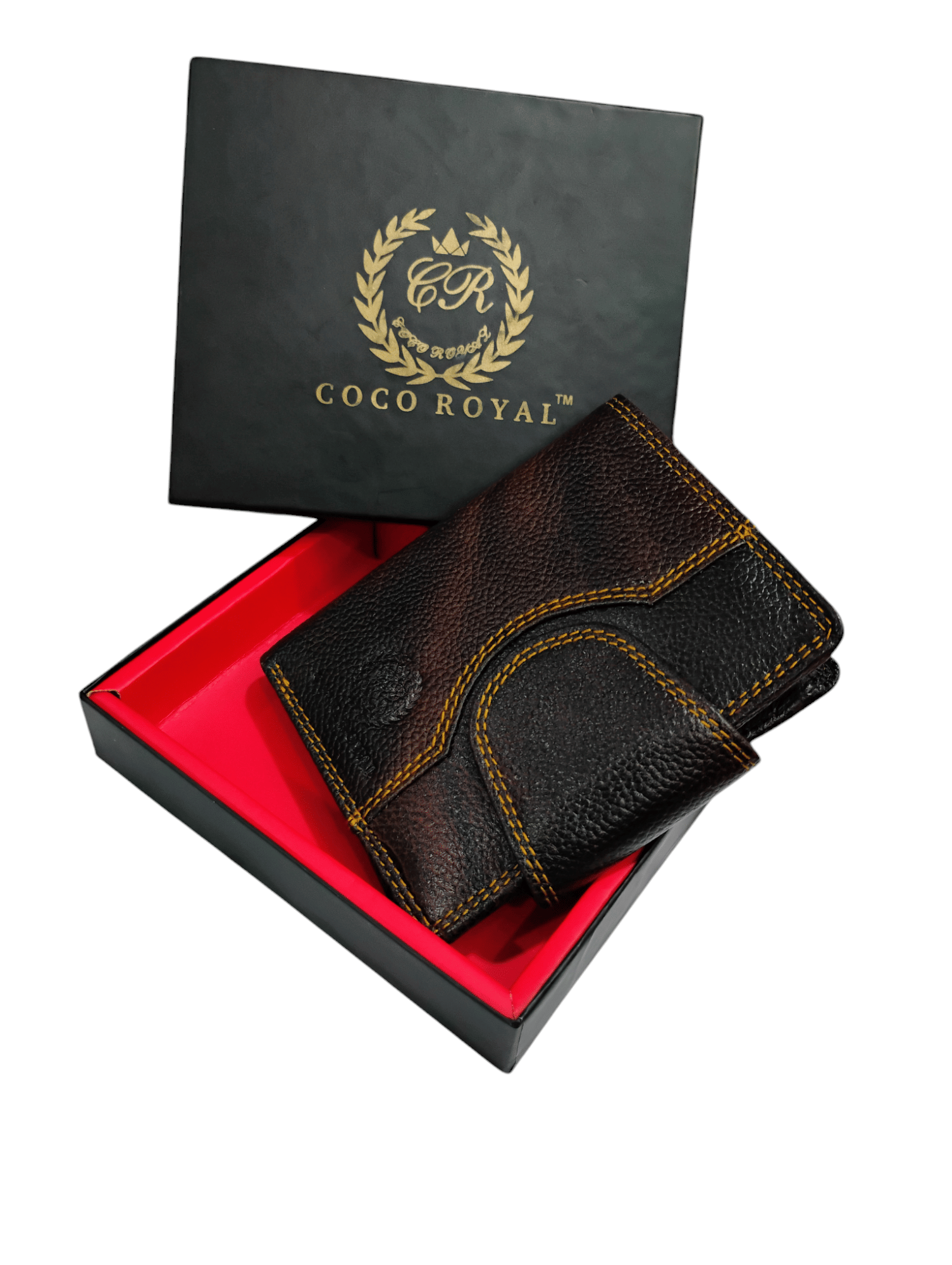     			COCO ROYAL Leather Printed Men's Two Fold Wallet With 10 Slots For Card ( Brown , Pack of 1 )