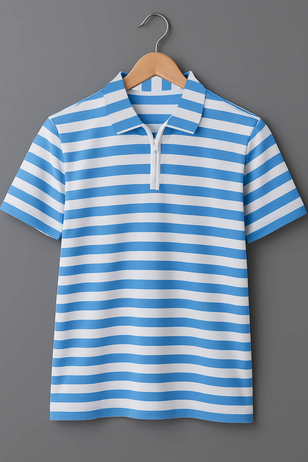     			CONWAY Men Cotton Blend Regular Fit Striped T-Shirt ( Blue )