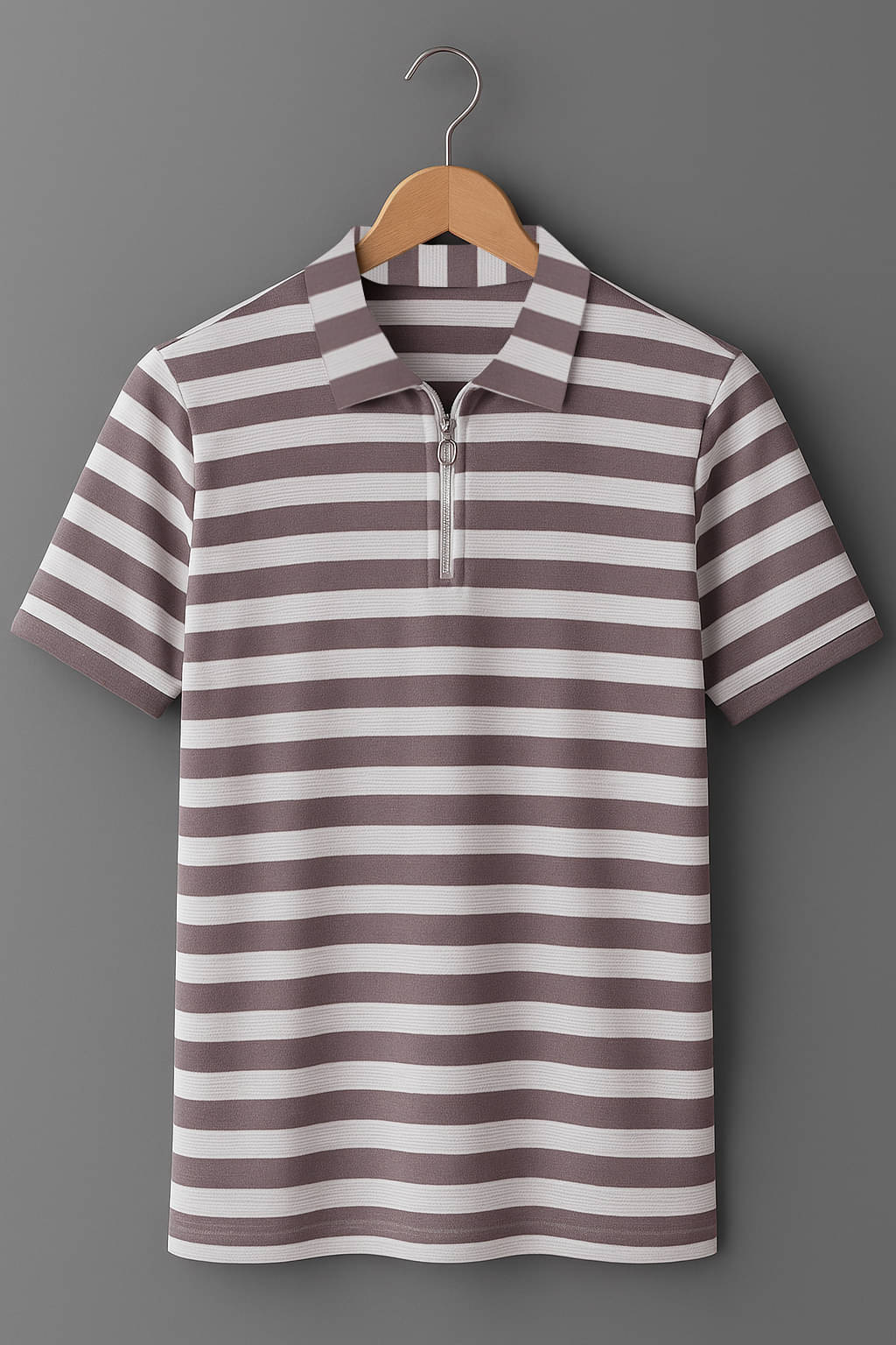 CONWAY Men Cotton Blend Regular Fit Striped T-Shirt ( Brown ) CONWAY Men Cotton Blend Regular Fit Striped T-Shirt ( Brown )
