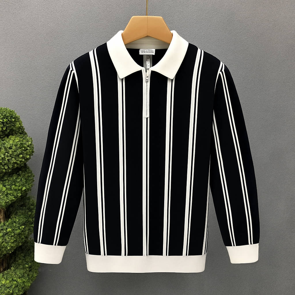 CONWAY Men Cotton Blend Regular Fit Striped T-Shirt ( Black ) CONWAY Men Cotton Blend Regular Fit Striped T-Shirt ( Black )