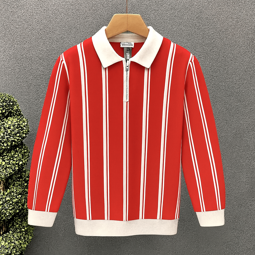     			CONWAY Men Cotton Blend Regular Fit Striped T-Shirt ( Red )