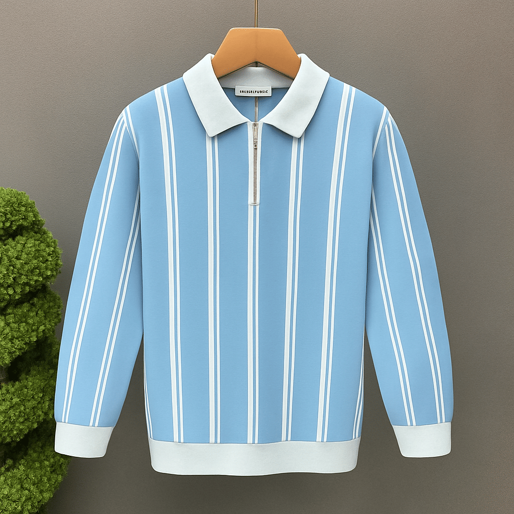 CONWAY Men Cotton Blend Regular Fit Striped T-Shirt ( Blue ) CONWAY Men Cotton Blend Regular Fit Striped T-Shirt ( Blue )