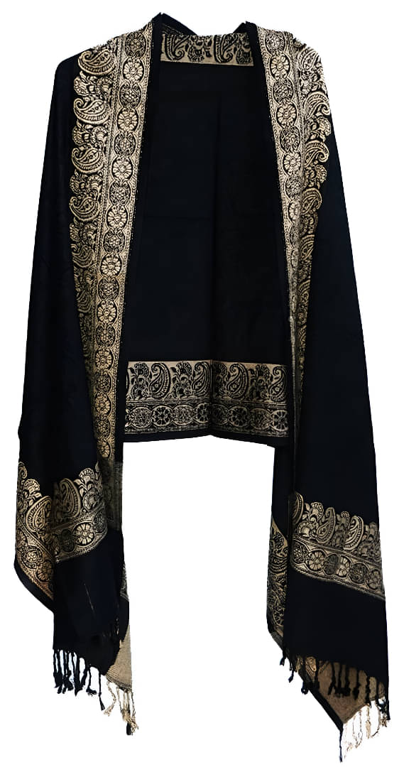 Collective Stitch Black Wool Women's Stole ( Pack of 1 ) Collective Stitch Black Wool Women's Stole ( Pack of 1 )