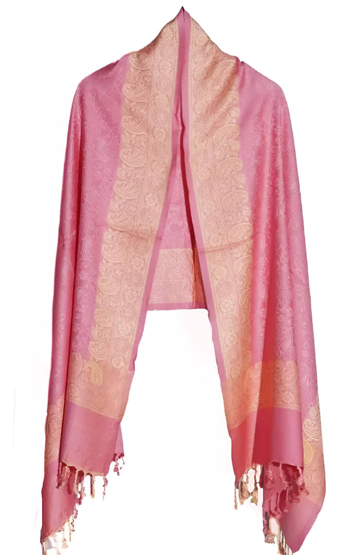 Collective Stitch Pink Wool Women's Stole ( Pack of 1 ) Collective Stitch Pink Wool Women's Stole ( Pack of 1 )