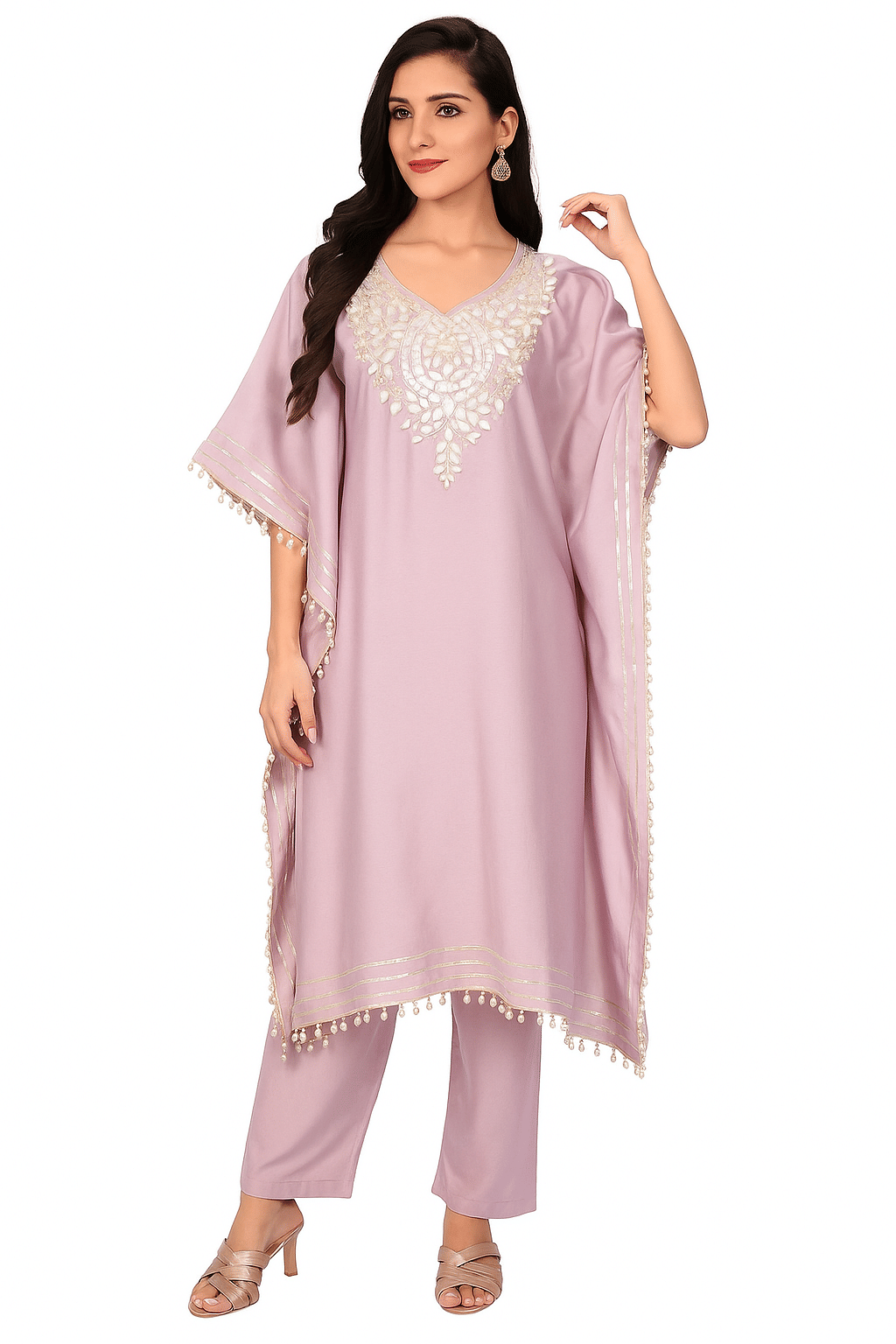 Daughters Enterprise Women Silk Embroidered Kaftan Kurti With Pants ( Green ) Daughters Enterprise Women Silk Embroidered Kaftan Kurti With Pants ( Green )