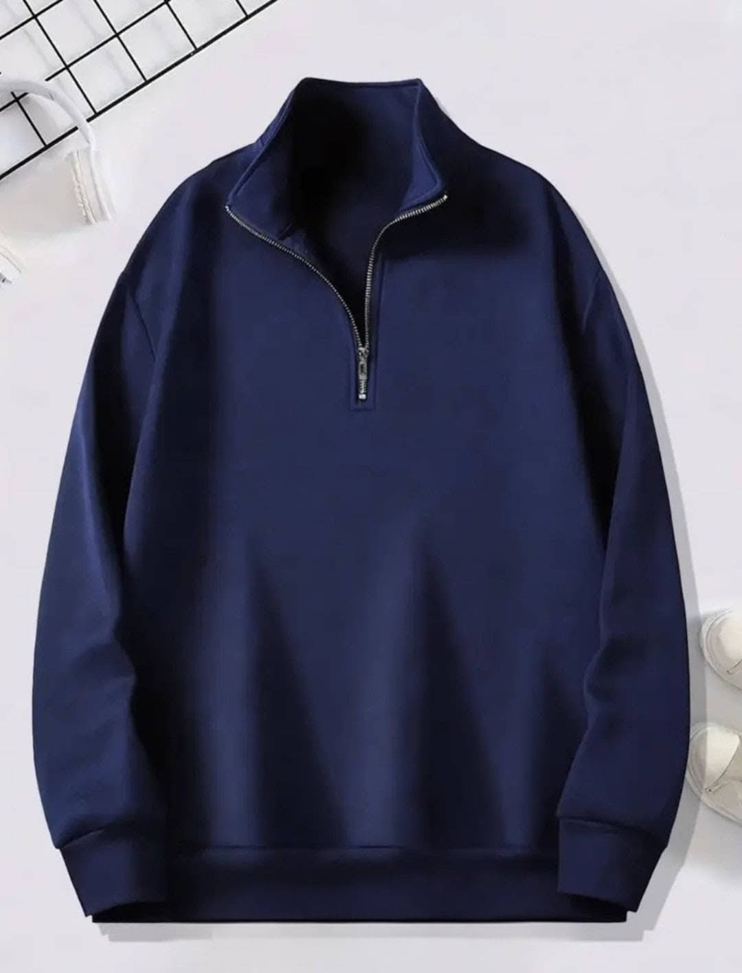 Deslizar Cotton Blend High Neck Men's Sweatshirt - Navy Blue ( Pack of 1 )     			Deslizar Cotton Blend High Neck Men's Sweatshirt - Navy Blue ( Pack of 1 )