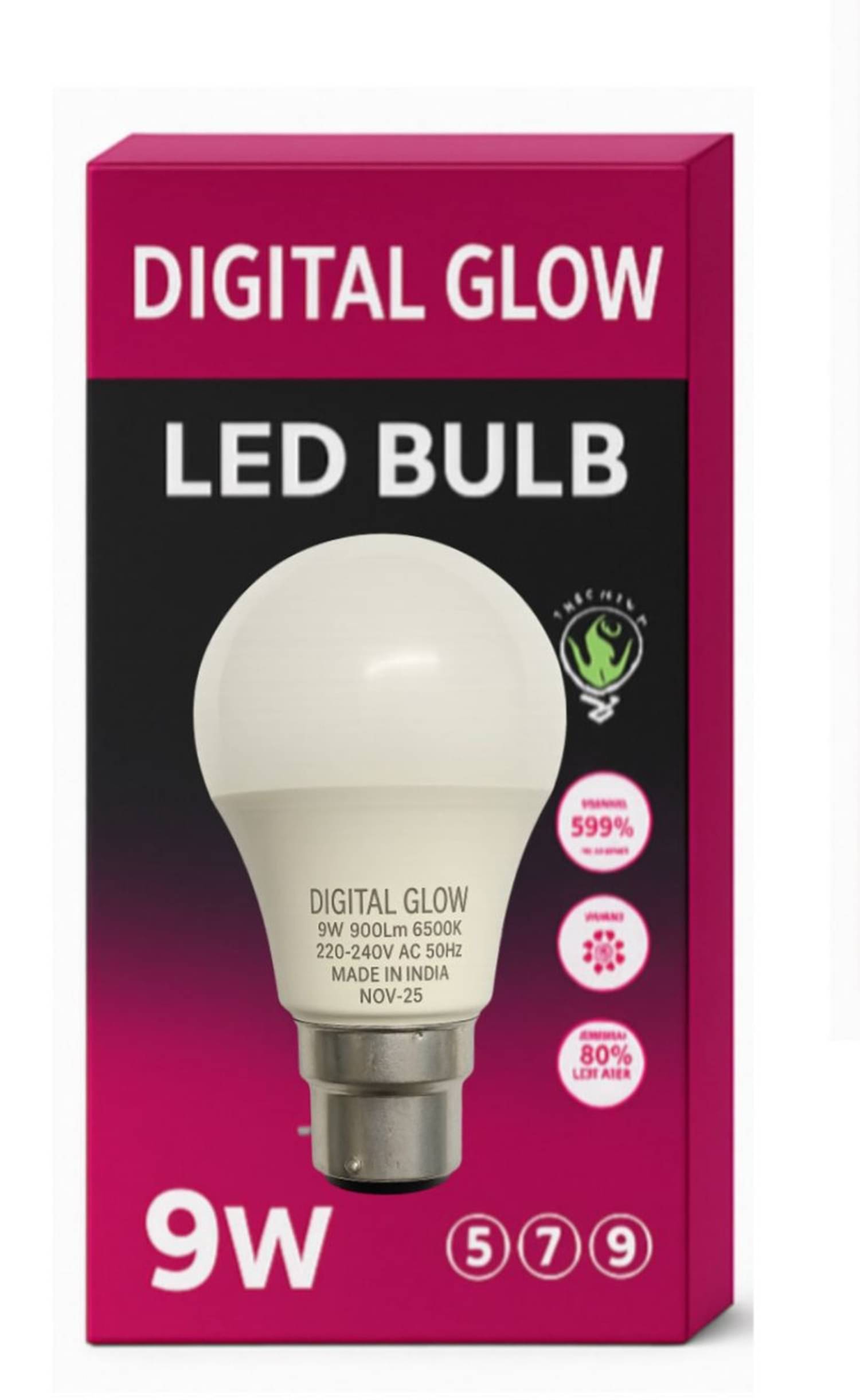 Digital glow 9W Cool Day Light LED Bulb ( Single Pack ) Digital glow 9W Cool Day Light LED Bulb ( Single Pack )