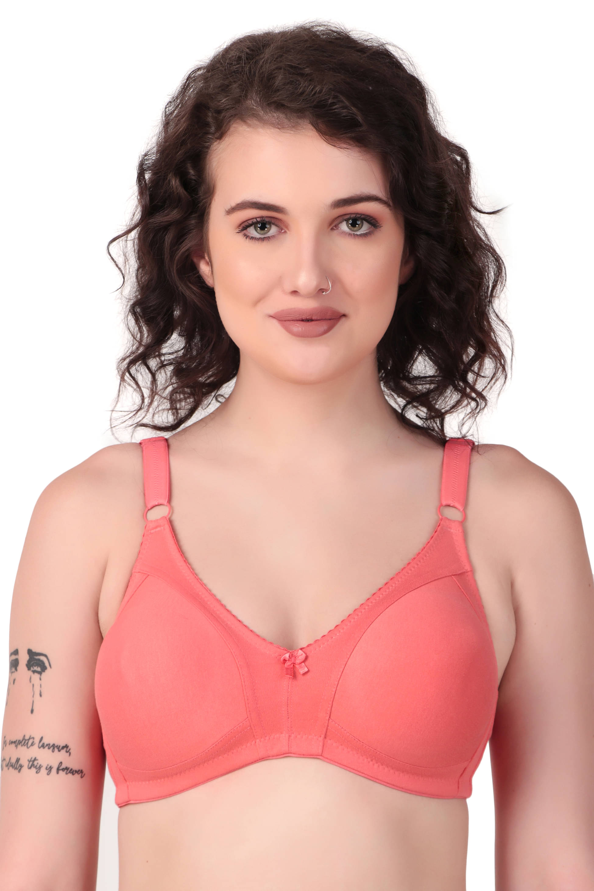 Diksha Pack of 1 Cotton Blend Non Padded Everyday Bra For Women ( Orange )     			Diksha Pack of 1 Cotton Blend Non Padded Everyday Bra For Women ( Orange )