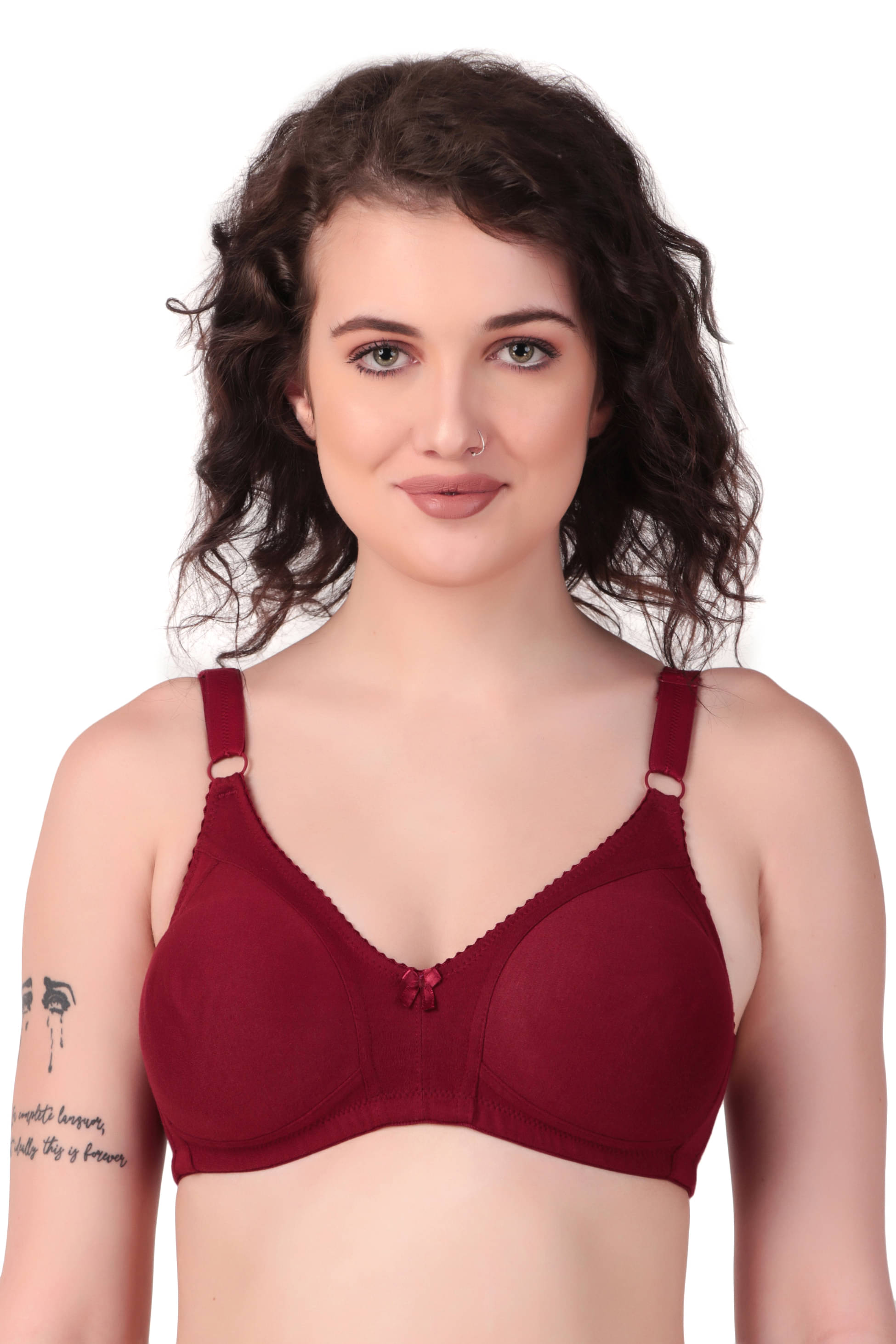 Diksha Pack of 1 Cotton Blend Non Padded Everyday Bra For Women ( Maroon )     			Diksha Pack of 1 Cotton Blend Non Padded Everyday Bra For Women ( Maroon )