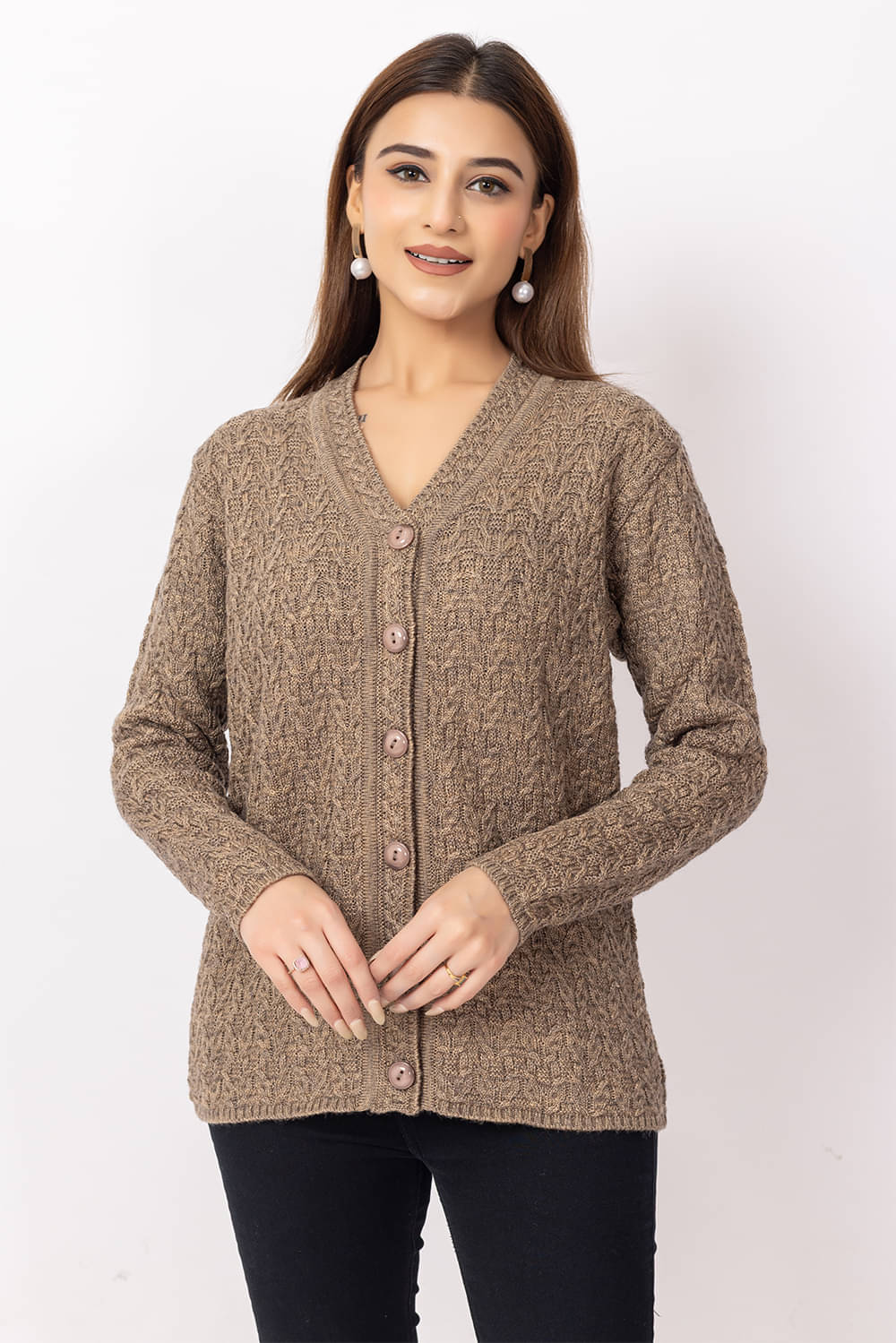 Dodge Women Woollen V-Neck Cardigan ( Purple ) Dodge Women Woollen V-Neck Cardigan ( Purple )