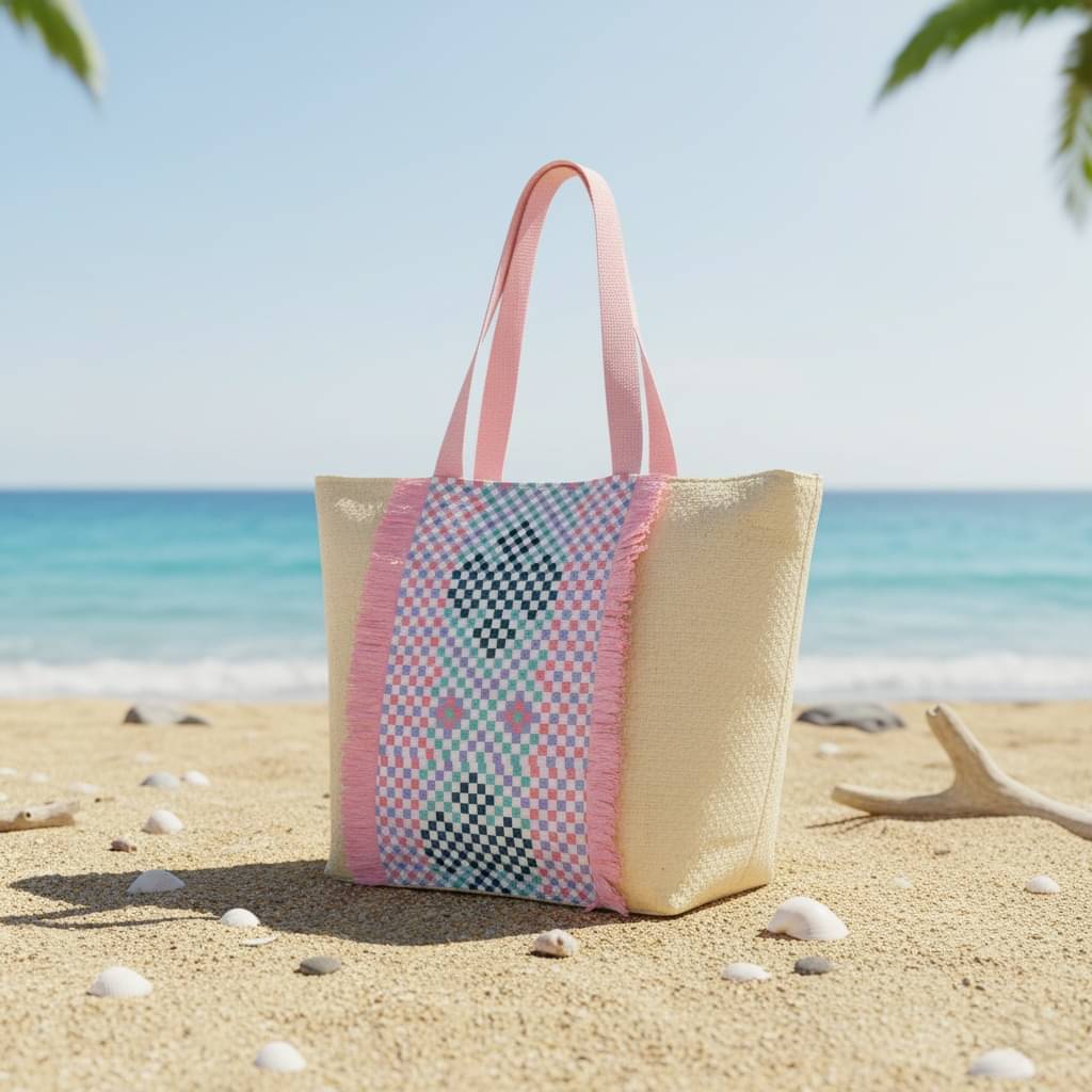     			ENSAC Tote Bag Rexin Set of 1 ( White )