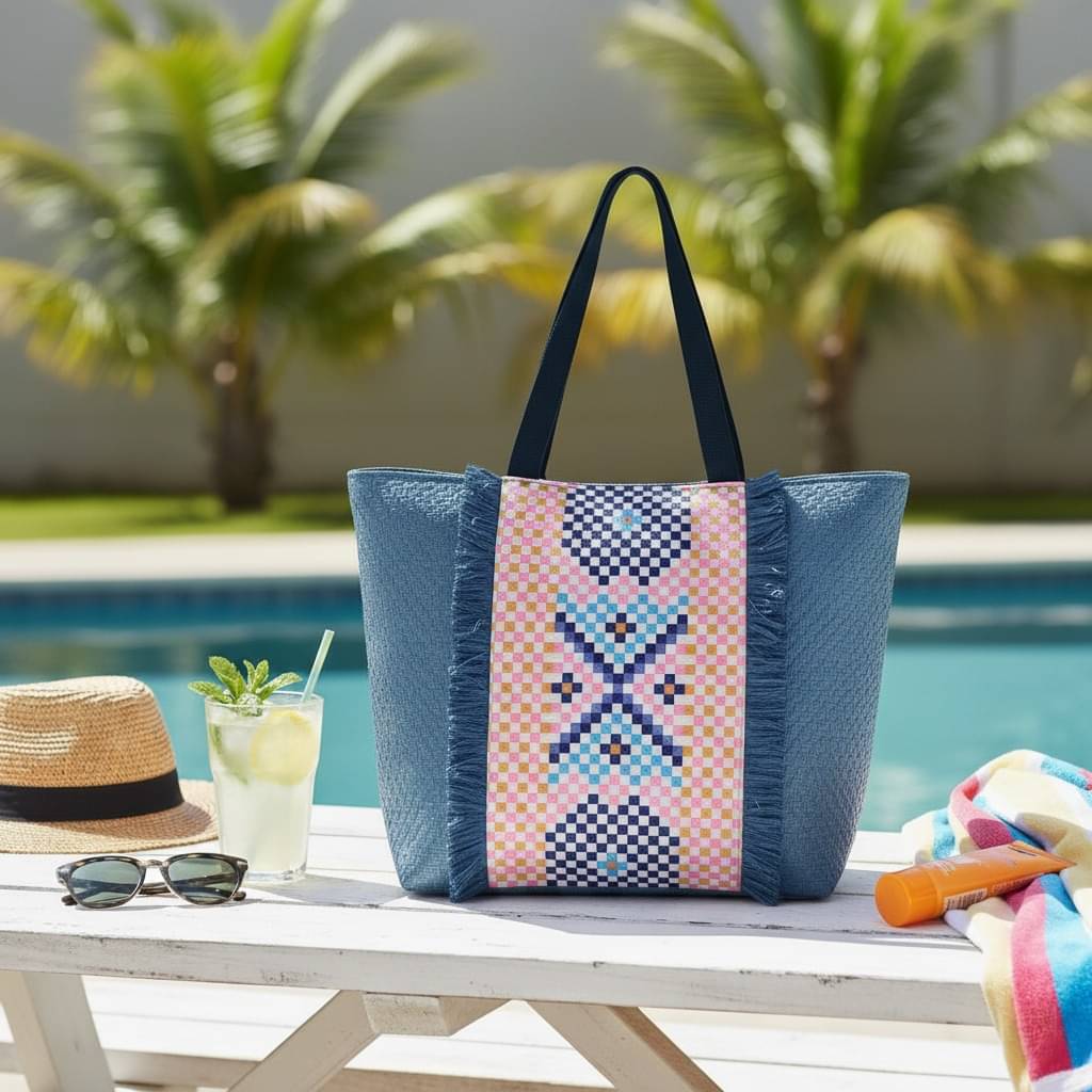     			ENSAC Tote Bag Rexin Set of 1 ( Blue )