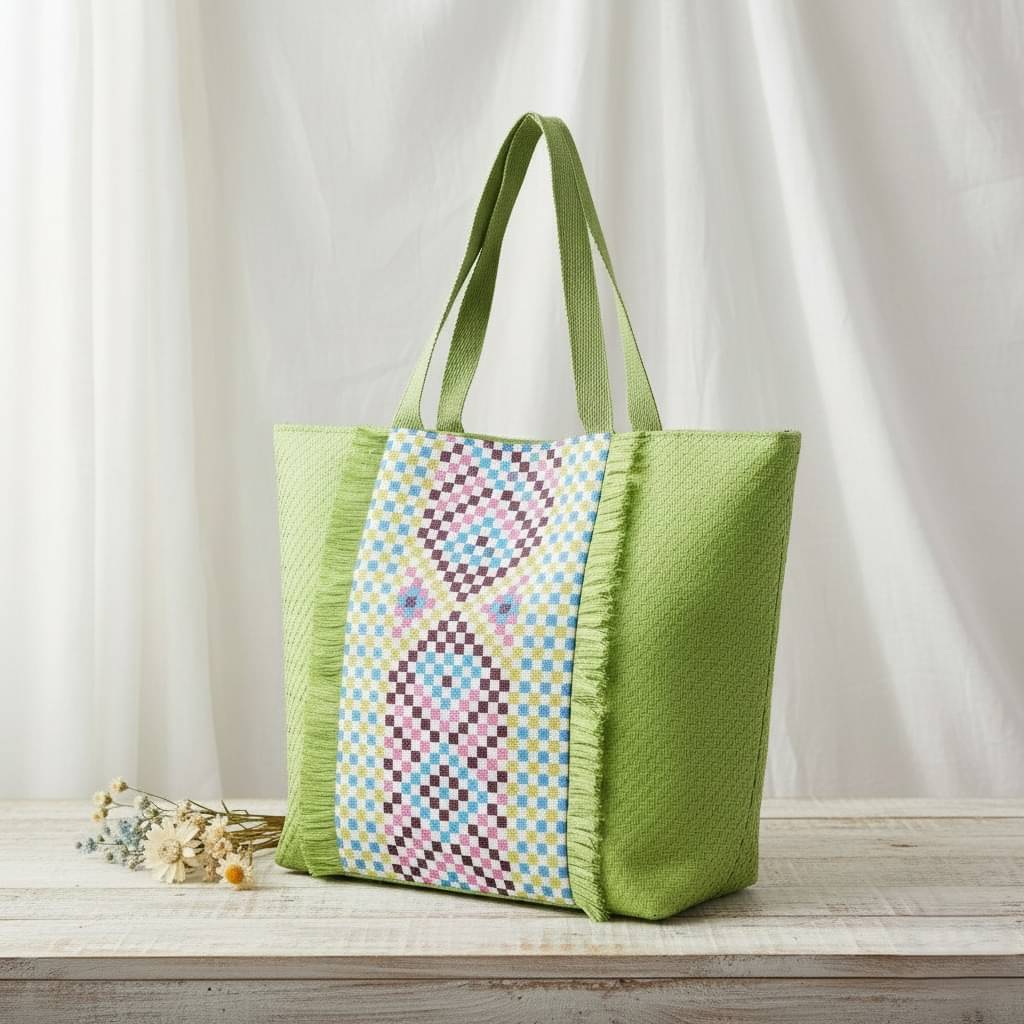     			ENSAC Tote Bag Rexin Set of 1 ( Green )