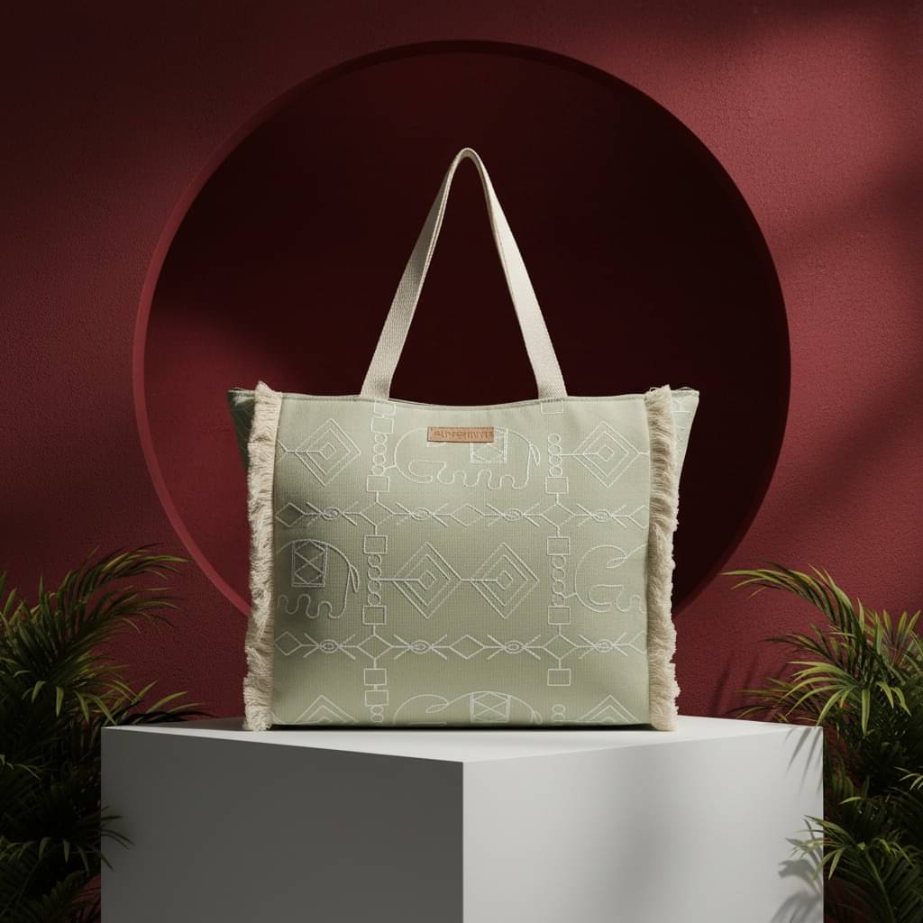     			ENSAC Tote Bag Rexin Set of 1 ( Green )