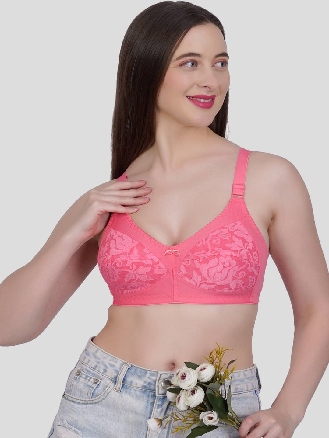 Eve's Beauty Pack of 1 Cotton Blend Non Padded Everyday Bra For Women ( Magenta ) Eve's Beauty Pack of 1 Cotton Blend Non Padded Everyday Bra For Women ( Magenta )