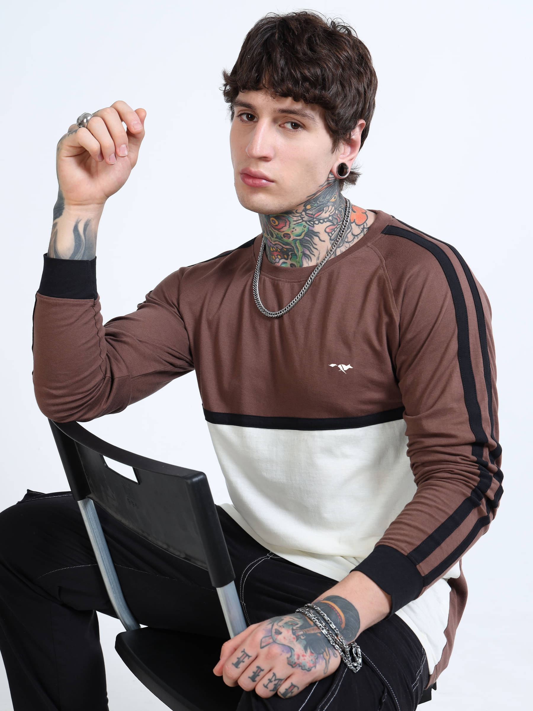 FROSENFOX Men 100% Cotton Regular Fit Colorblock T-Shirt ( Brown ) FROSENFOX Men 100% Cotton Regular Fit Colorblock T-Shirt ( Brown )