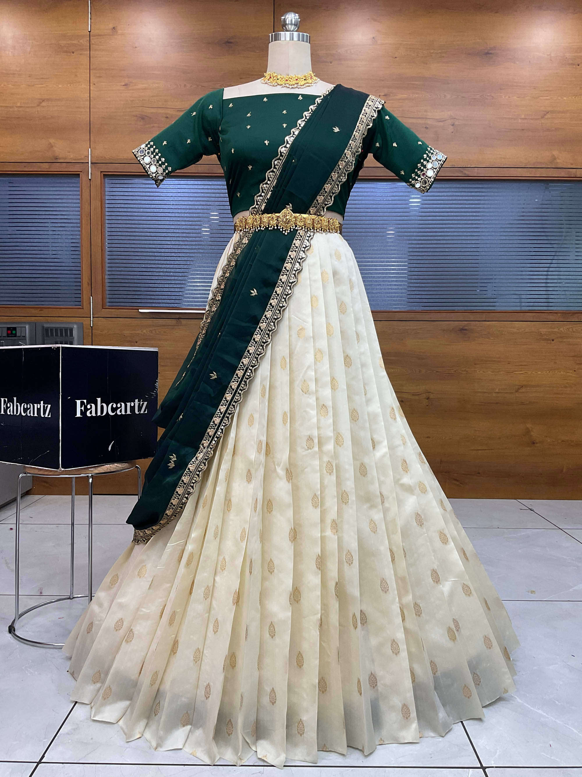 Fabcartz Women Art Silk Flared Unstitched Lehenga Choli ( Green ) Fabcartz Women Art Silk Flared Unstitched Lehenga Choli ( Green )