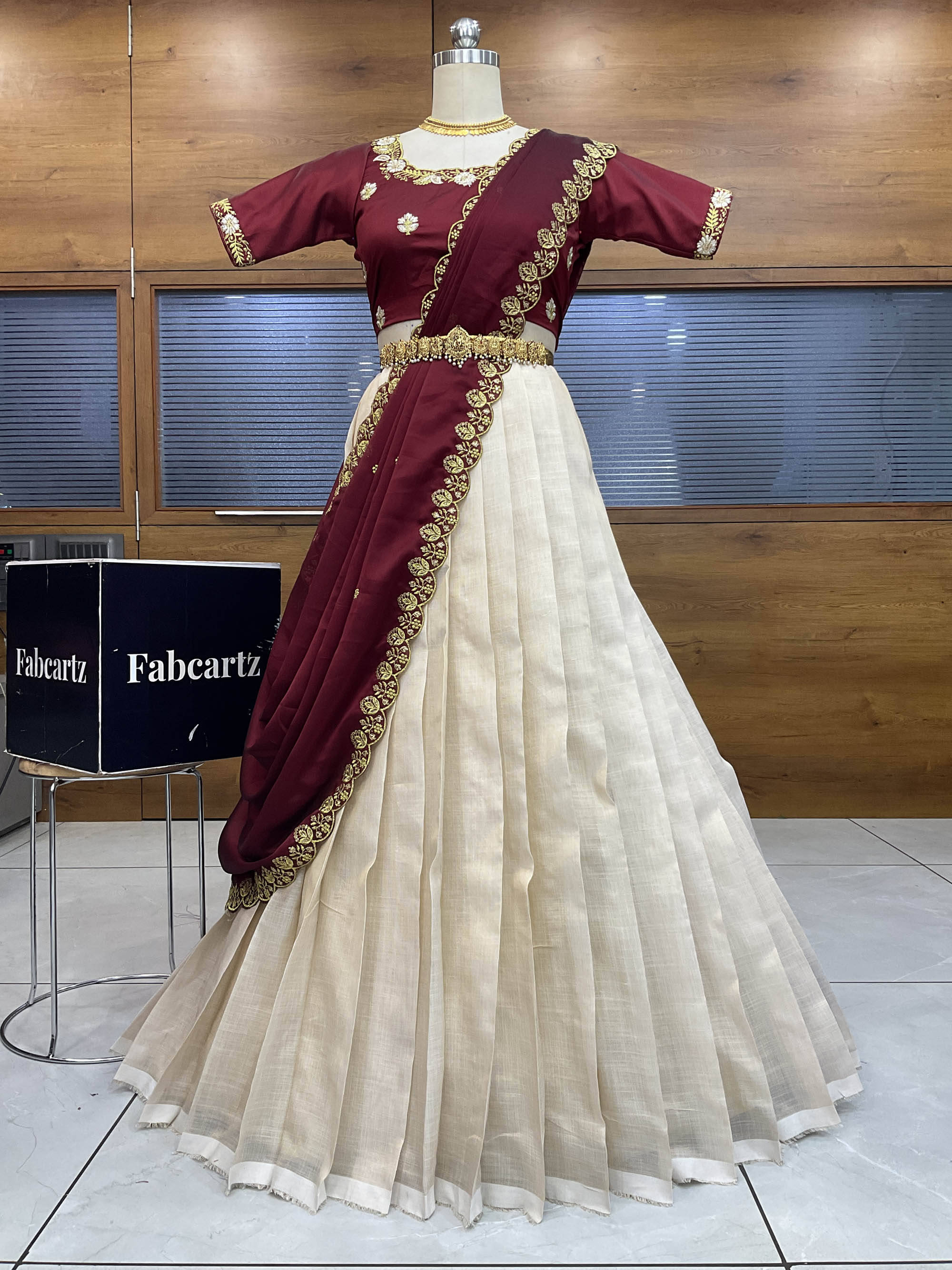 Fabcartz Women Jacquard Flared Unstitched Lehenga Choli ( Maroon ) Fabcartz Women Jacquard Flared Unstitched Lehenga Choli ( Maroon )