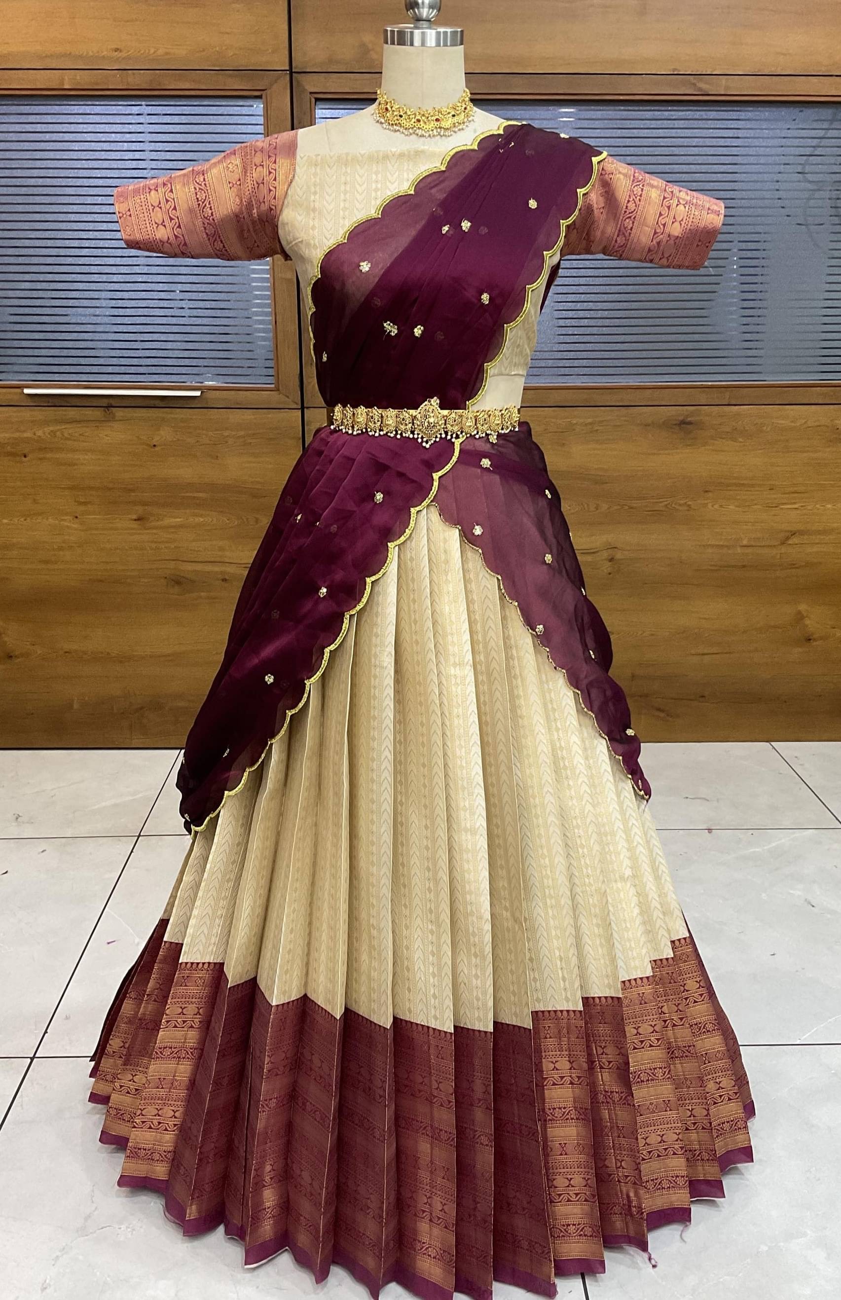 Fabcartz Women Jacquard Flared Unstitched Lehenga Choli ( Purple ) Fabcartz Women Jacquard Flared Unstitched Lehenga Choli ( Purple )