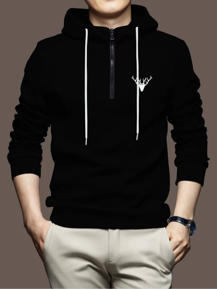 GARIMA KNITWEAR Fleece Hooded Men's Sweatshirt - Black ( Pack of 1 )