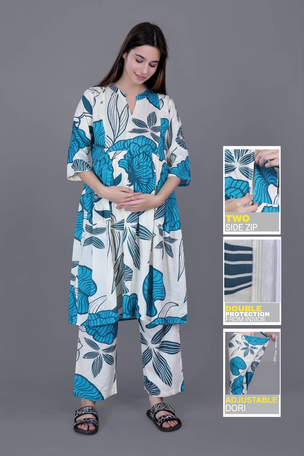 GENERIC SAURABH ENTERPRISES Rayon Printed Women Maternity Kurti with Pyjama ( Sea Green ) GENERIC SAURABH ENTERPRISES Rayon Printed Women Maternity Kurti with Pyjama ( Sea Green )