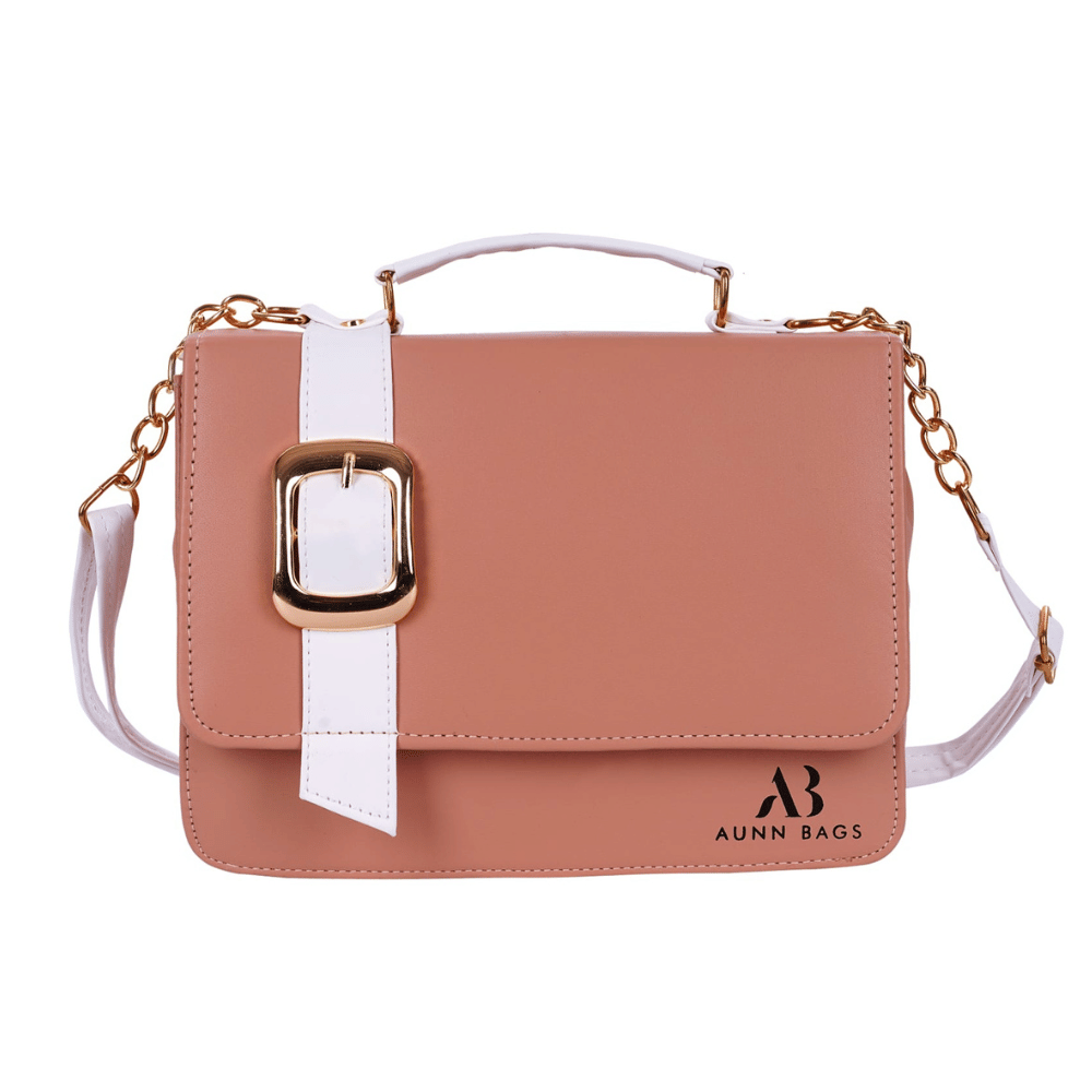     			GLOBALGOODS Sling Bag Faux Leather Set of 1 ( Peach )