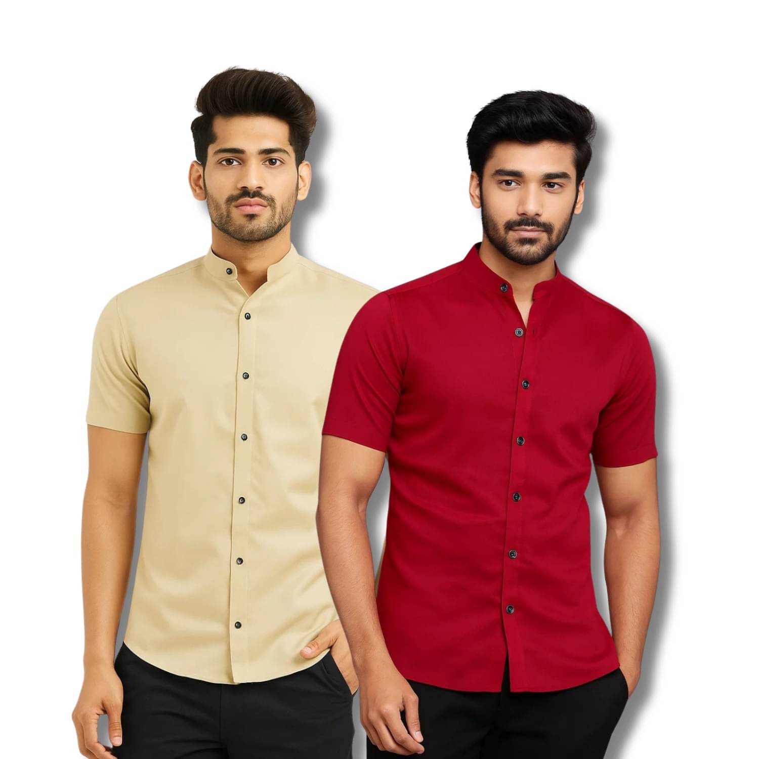 GOD HEART Cotton Blend Regular Fit Solids Half Sleeves Men's Casual Shirt - Beige ( Pack of 2 ) GOD HEART Cotton Blend Regular Fit Solids Half Sleeves Men's Casual Shirt - Beige ( Pack of 2 )