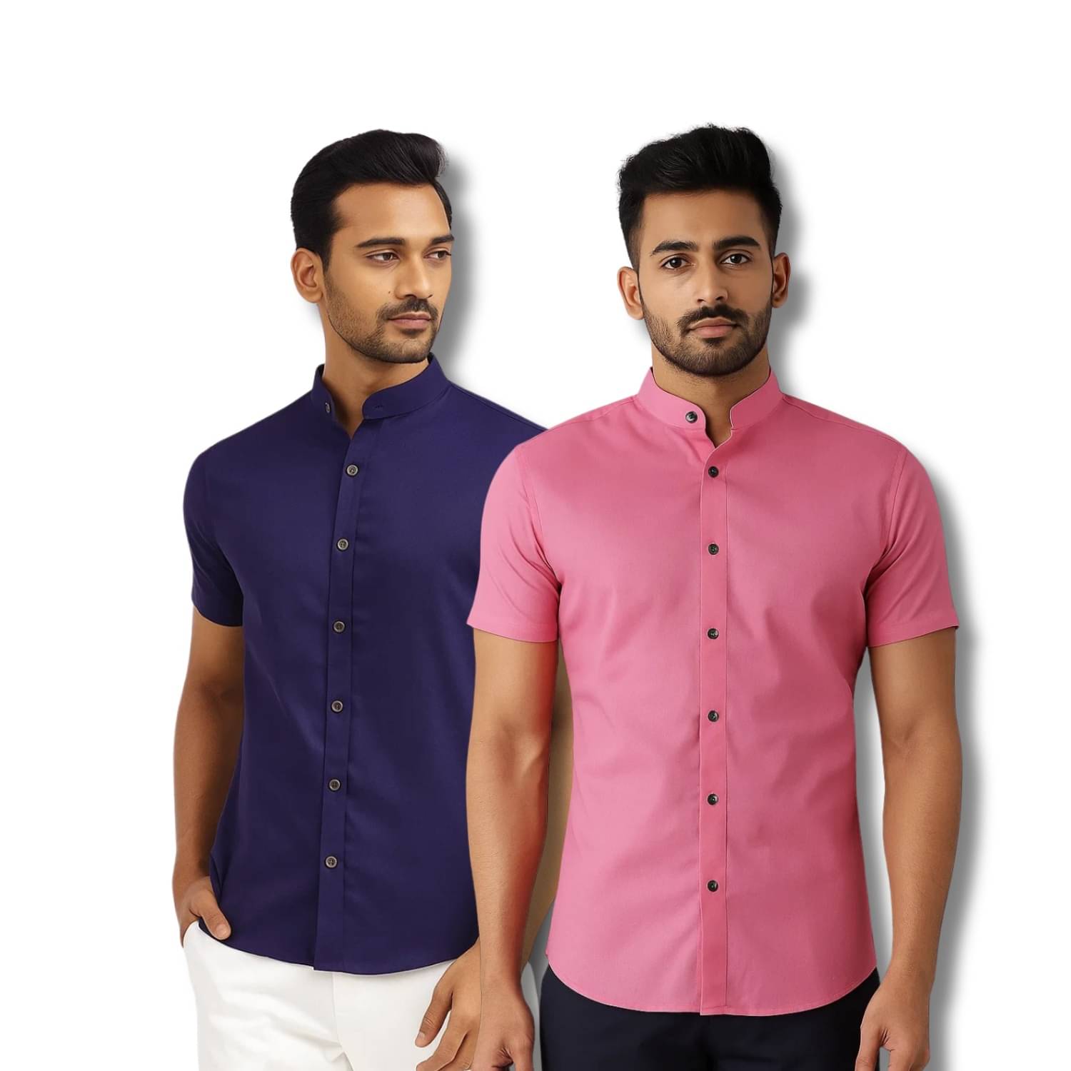 GOD HEART Cotton Blend Regular Fit Solids Half Sleeves Men's Casual Shirt - Navy ( Pack of 2 ) GOD HEART Cotton Blend Regular Fit Solids Half Sleeves Men's Casual Shirt - Navy ( Pack of 2 )
