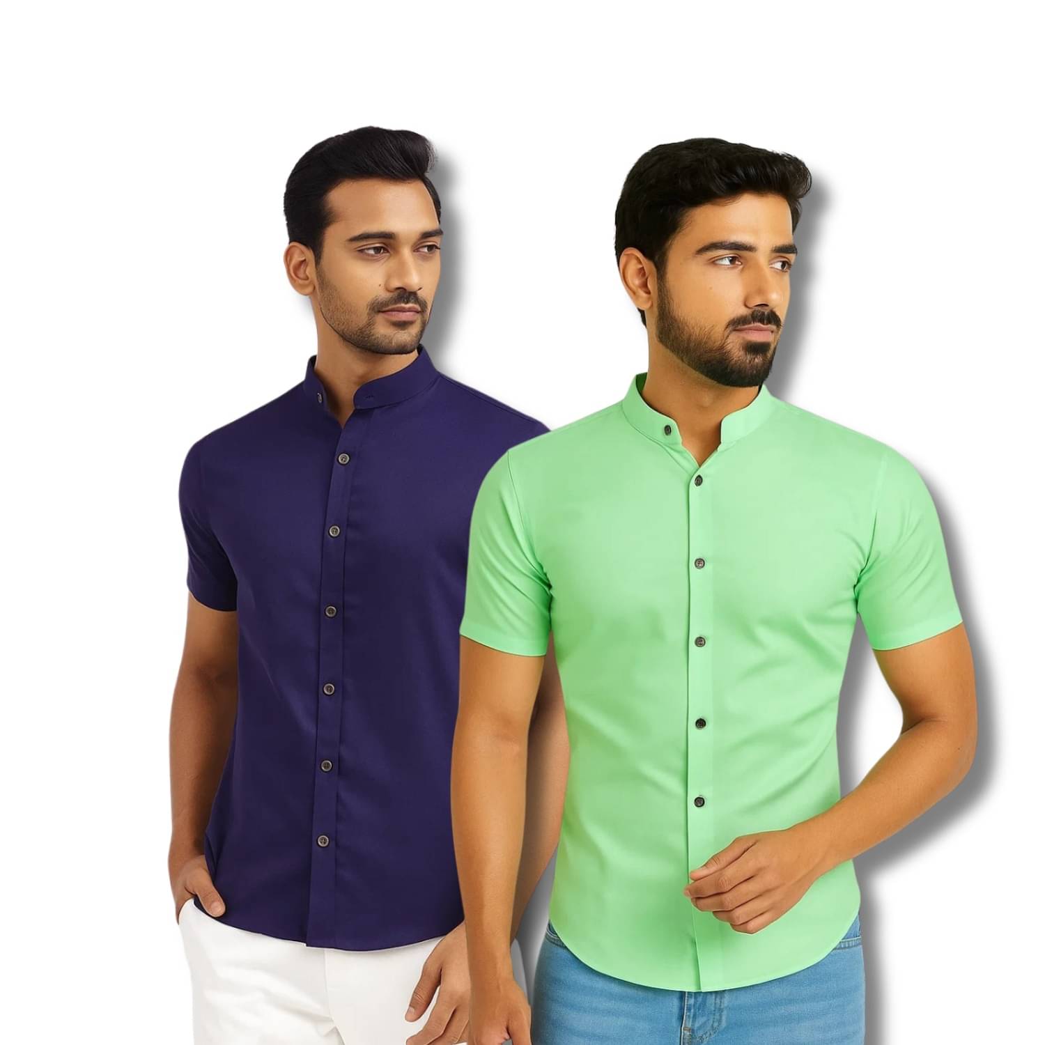 GOD HEART Cotton Blend Regular Fit Solids Half Sleeves Men's Casual Shirt - Navy ( Pack of 2 ) GOD HEART Cotton Blend Regular Fit Solids Half Sleeves Men's Casual Shirt - Navy ( Pack of 2 )