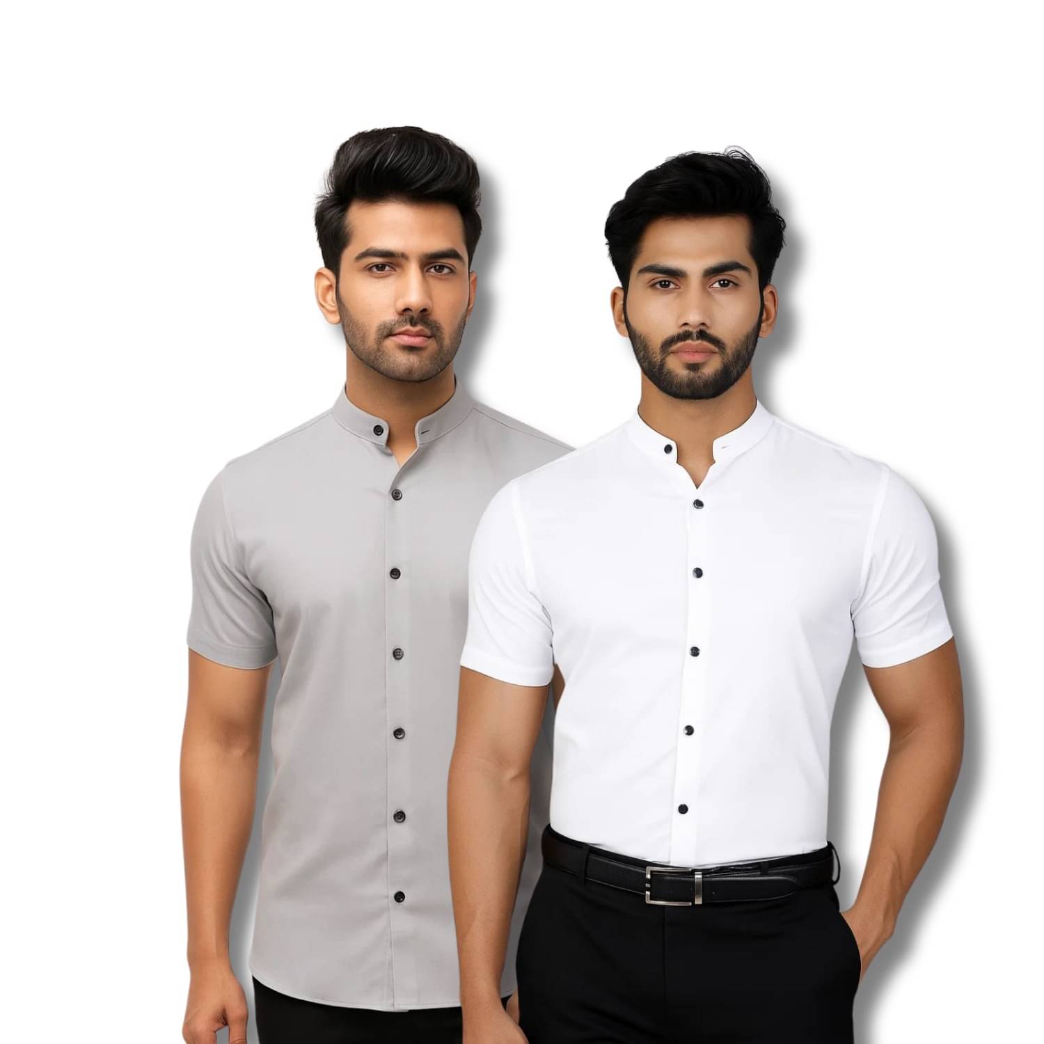 GOD HEART Cotton Blend Regular Fit Solids Half Sleeves Men's Casual Shirt - Grey ( Pack of 2 )     			GOD HEART Cotton Blend Regular Fit Solids Half Sleeves Men's Casual Shirt - Grey ( Pack of 2 )