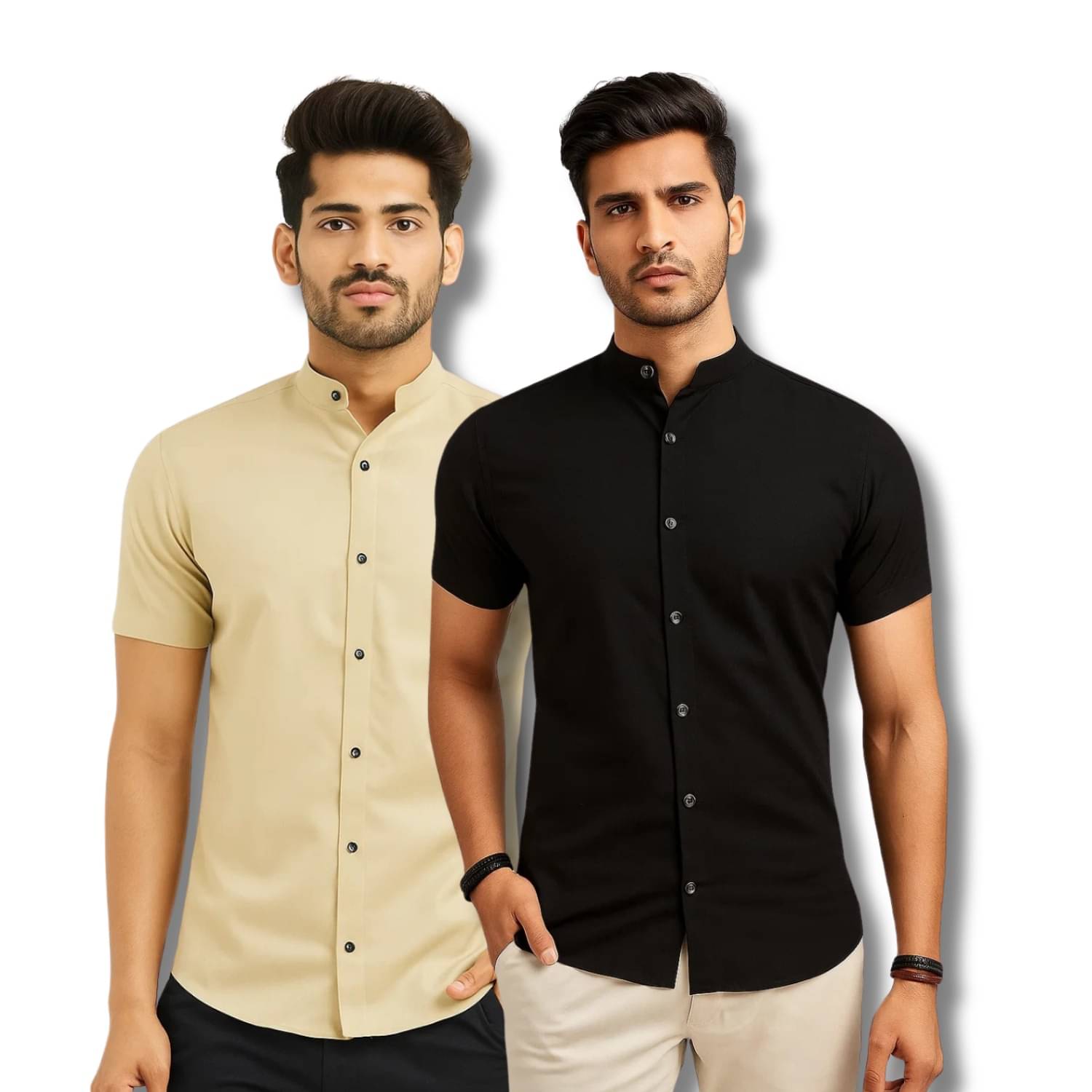GOD HEART Cotton Blend Regular Fit Solids Half Sleeves Men's Casual Shirt - Beige ( Pack of 2 ) GOD HEART Cotton Blend Regular Fit Solids Half Sleeves Men's Casual Shirt - Beige ( Pack of 2 )
