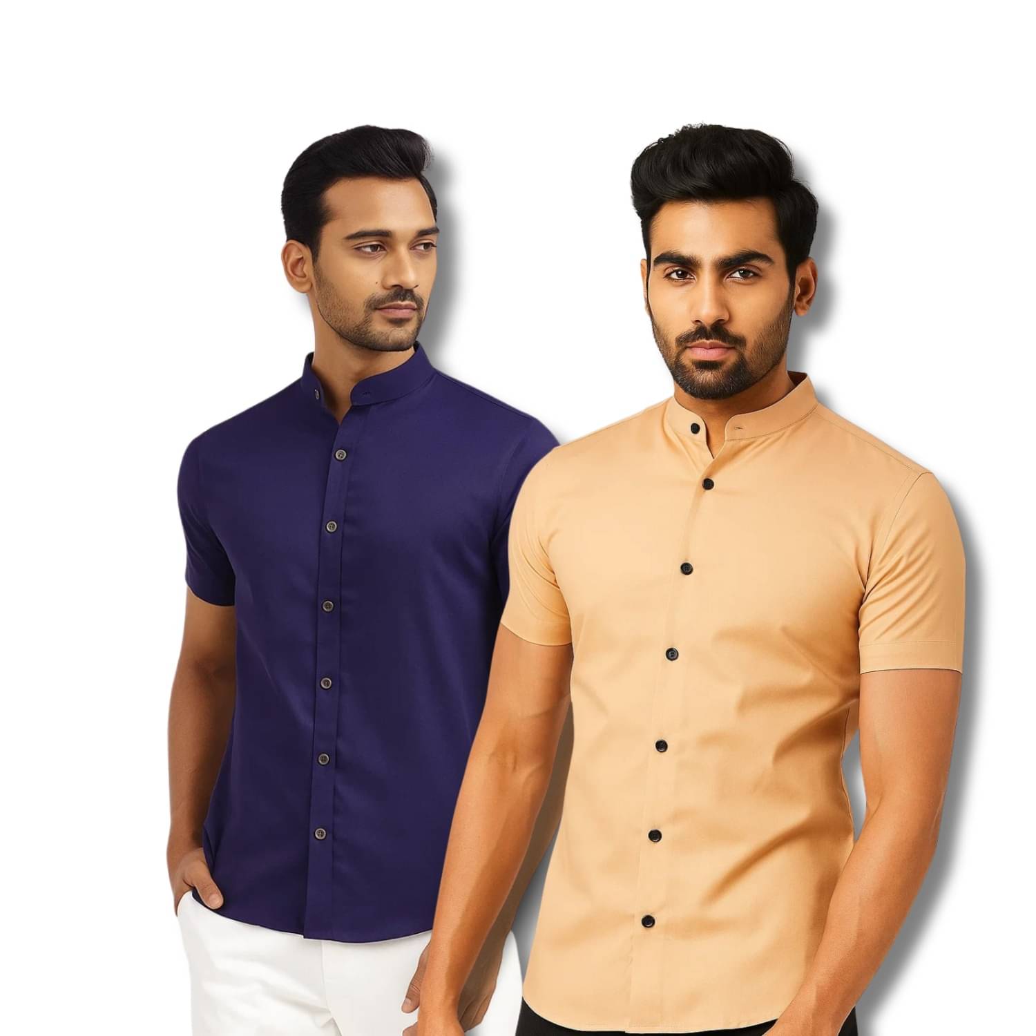 GOD HEART Cotton Blend Regular Fit Solids Half Sleeves Men's Casual Shirt - Navy ( Pack of 2 ) GOD HEART Cotton Blend Regular Fit Solids Half Sleeves Men's Casual Shirt - Navy ( Pack of 2 )
