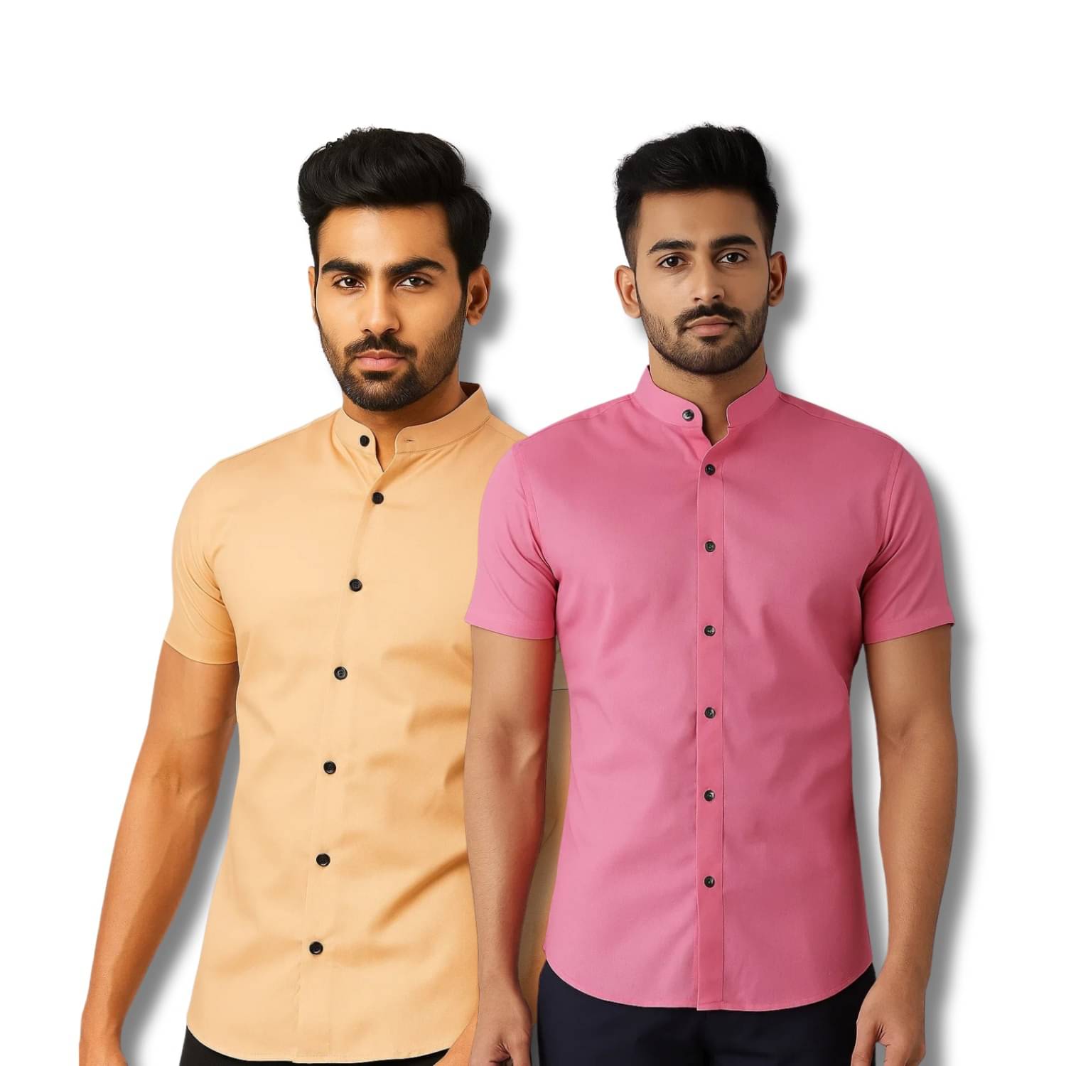     			GOD HEART Cotton Blend Regular Fit Solids Half Sleeves Men's Casual Shirt - Orange ( Pack of 2 )