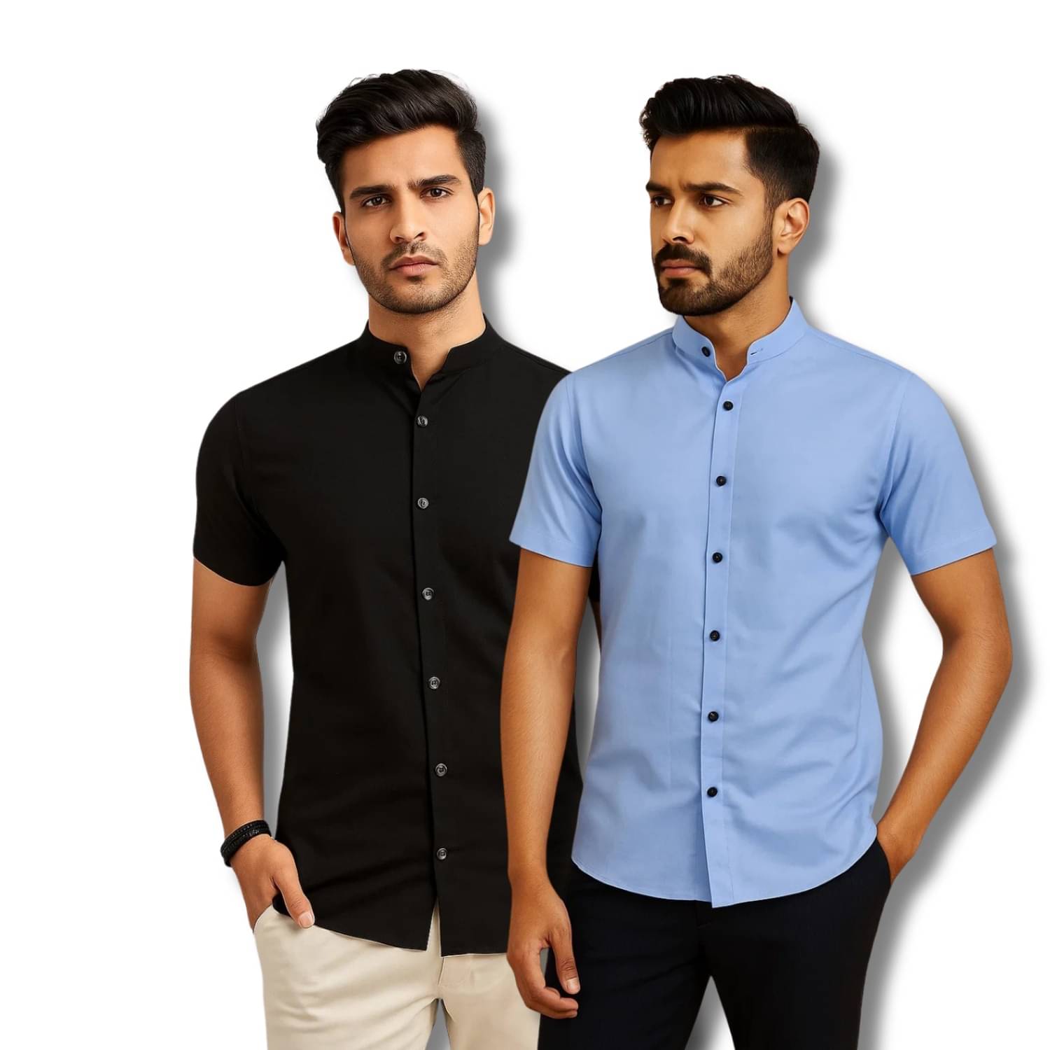 GOD HEART Cotton Blend Regular Fit Solids Half Sleeves Men's Casual Shirt - Black ( Pack of 2 ) GOD HEART Cotton Blend Regular Fit Solids Half Sleeves Men's Casual Shirt - Black ( Pack of 2 )