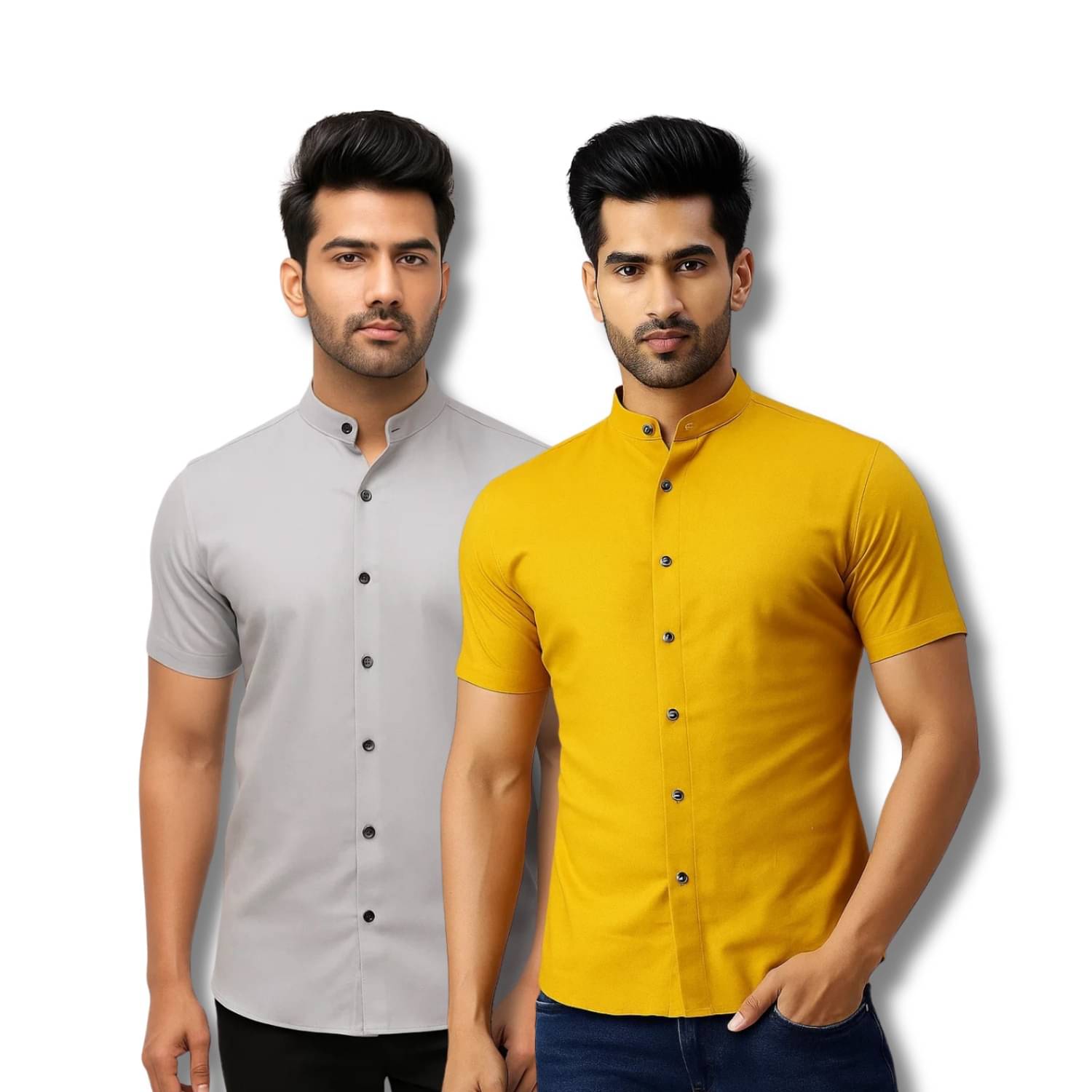 GOD HEART Cotton Blend Regular Fit Solids Half Sleeves Men's Casual Shirt - Grey ( Pack of 2 ) GOD HEART Cotton Blend Regular Fit Solids Half Sleeves Men's Casual Shirt - Grey ( Pack of 2 )