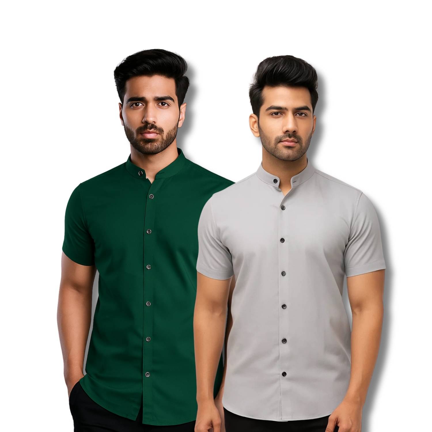 GOD HEART Cotton Blend Regular Fit Solids Half Sleeves Men's Casual Shirt - Green ( Pack of 2 ) GOD HEART Cotton Blend Regular Fit Solids Half Sleeves Men's Casual Shirt - Green ( Pack of 2 )