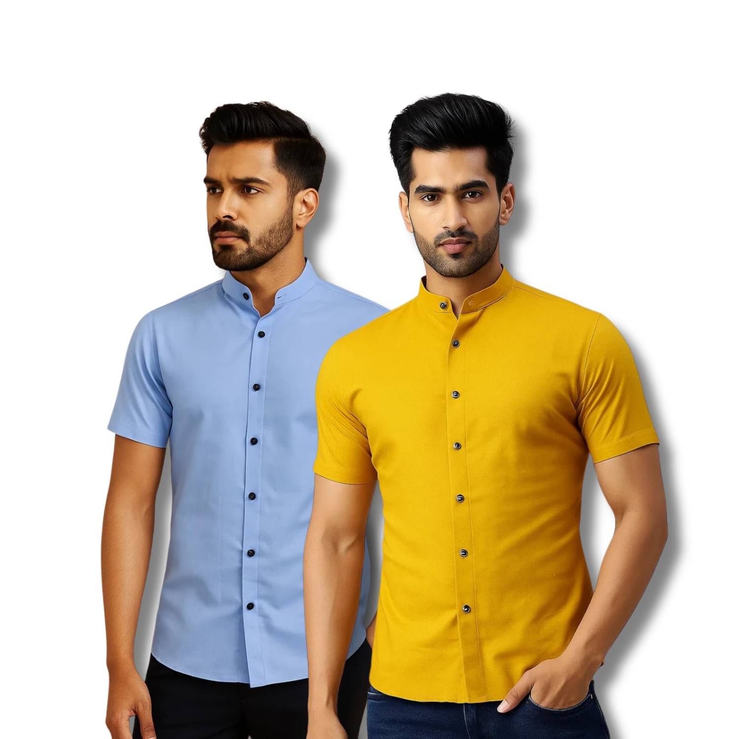 GOD HEART Cotton Blend Regular Fit Solids Half Sleeves Men's Casual Shirt - Light Blue ( Pack of 2 ) GOD HEART Cotton Blend Regular Fit Solids Half Sleeves Men's Casual Shirt - Light Blue ( Pack of 2 )