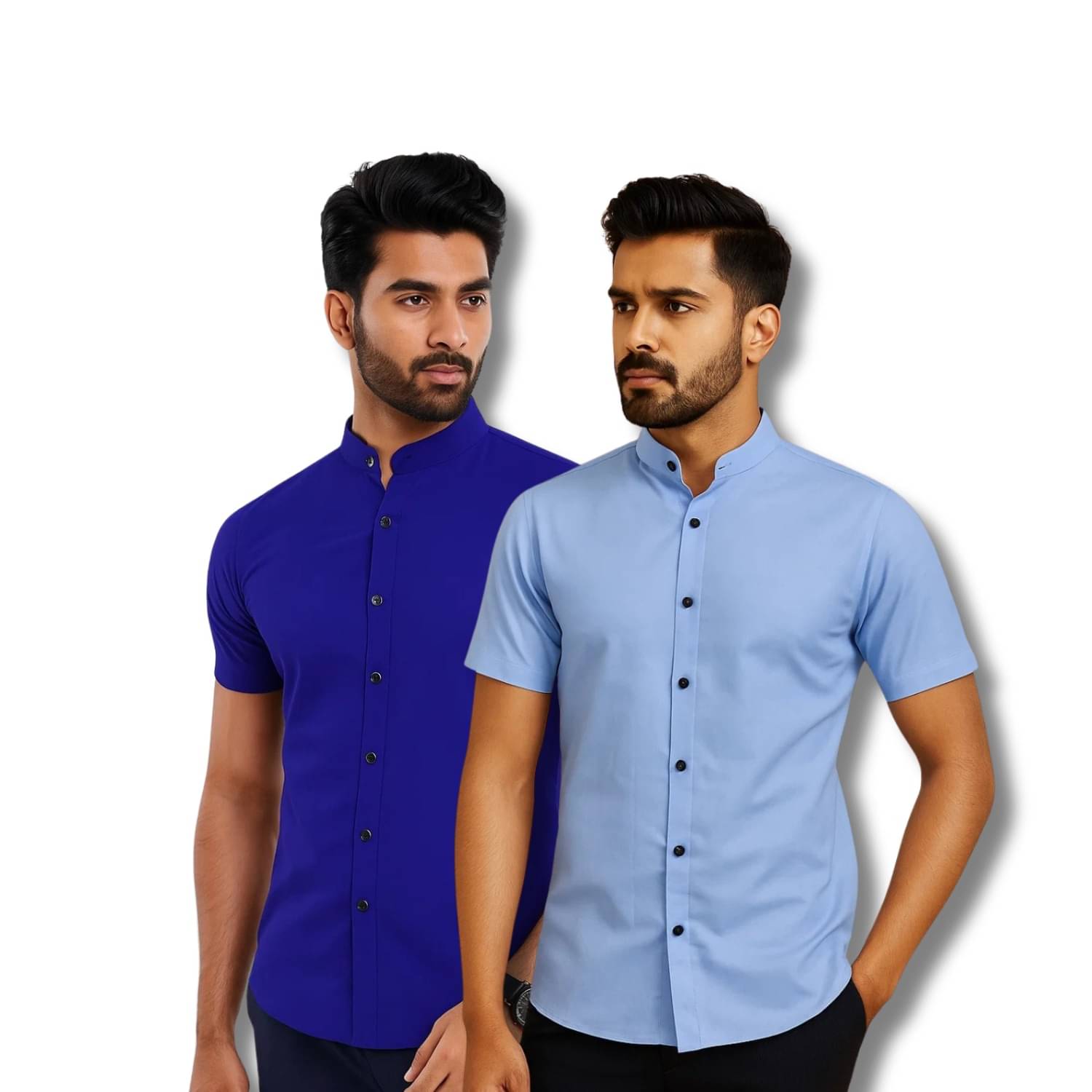 GOD HEART Cotton Blend Regular Fit Solids Half Sleeves Men's Casual Shirt - Dark Blue ( Pack of 2 )     			GOD HEART Cotton Blend Regular Fit Solids Half Sleeves Men's Casual Shirt - Dark Blue ( Pack of 2 )