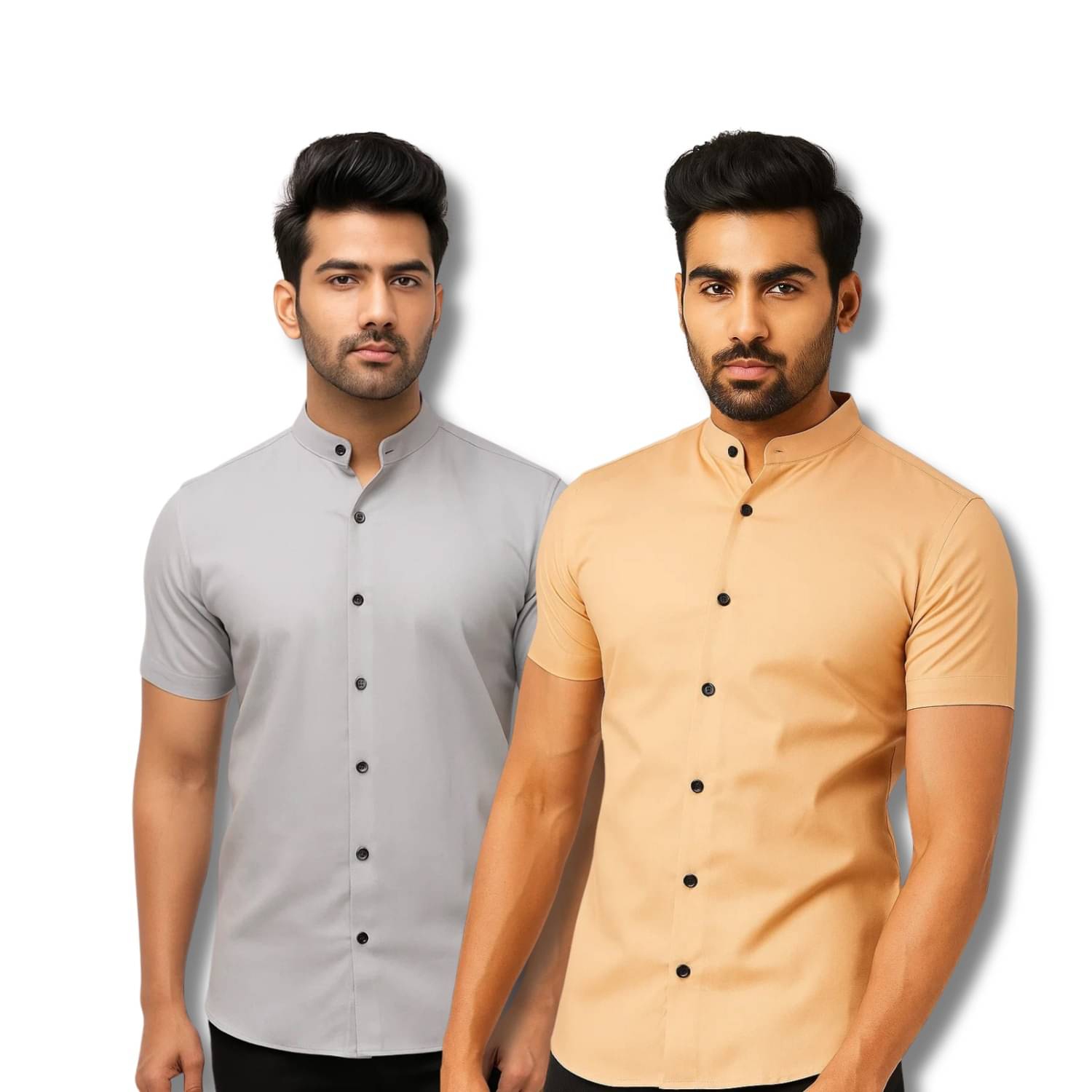 GOD HEART Cotton Blend Regular Fit Solids Half Sleeves Men's Casual Shirt - Grey ( Pack of 2 )     			GOD HEART Cotton Blend Regular Fit Solids Half Sleeves Men's Casual Shirt - Grey ( Pack of 2 )