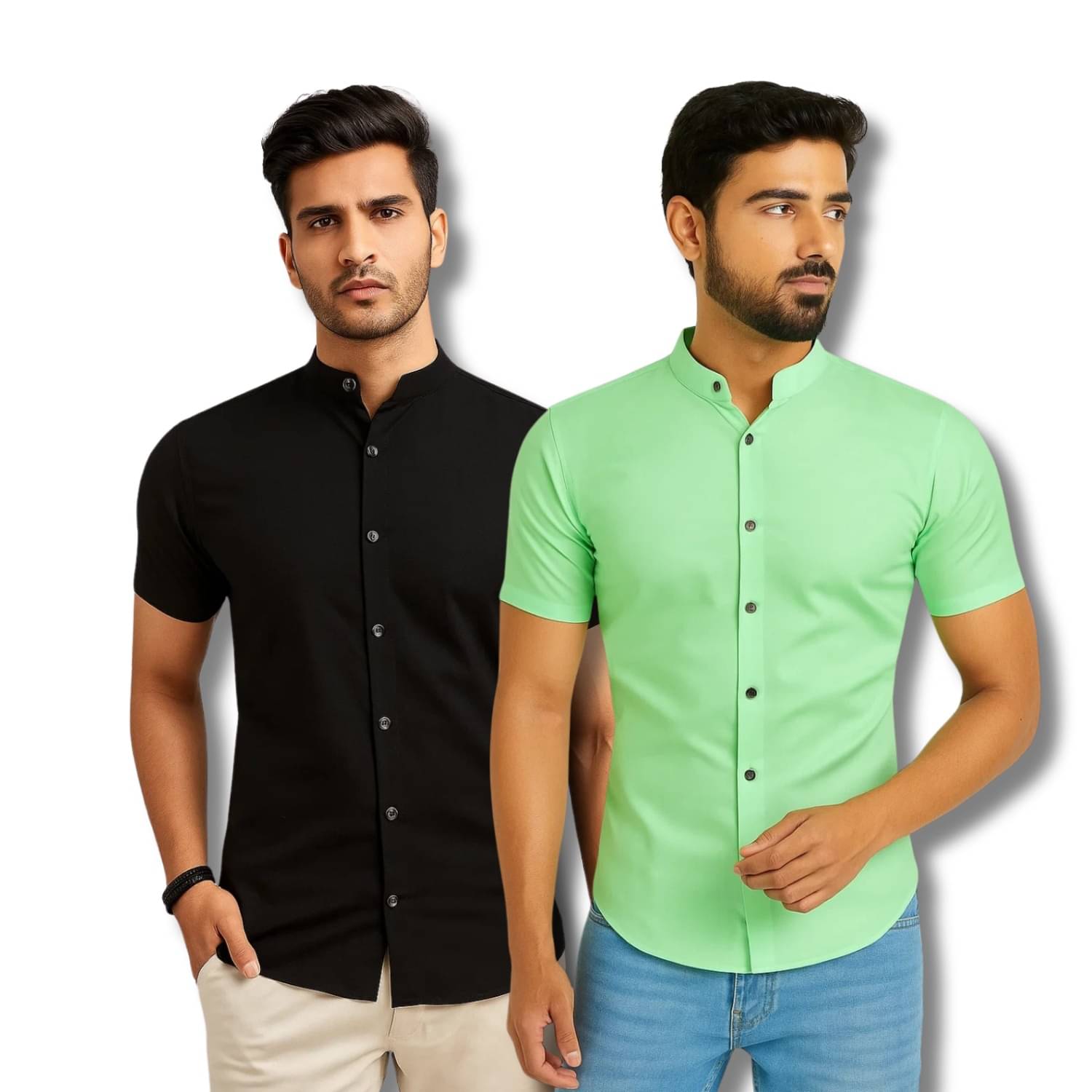 GOD HEART Cotton Blend Regular Fit Solids Half Sleeves Men's Casual Shirt - Black ( Pack of 2 ) GOD HEART Cotton Blend Regular Fit Solids Half Sleeves Men's Casual Shirt - Black ( Pack of 2 )
